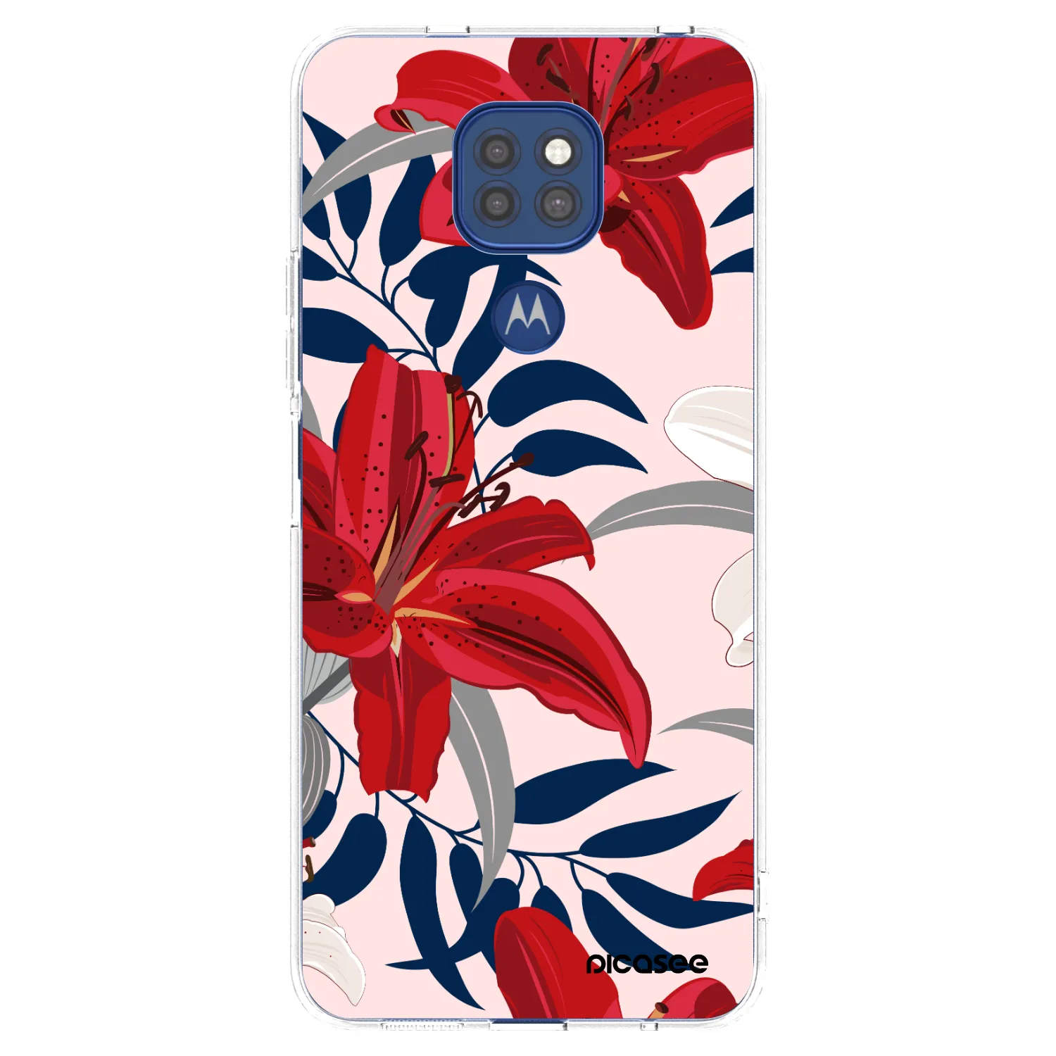 Picasee silikonowe przeźroczyste etui na Motorola Moto G9 Play - Red Lily