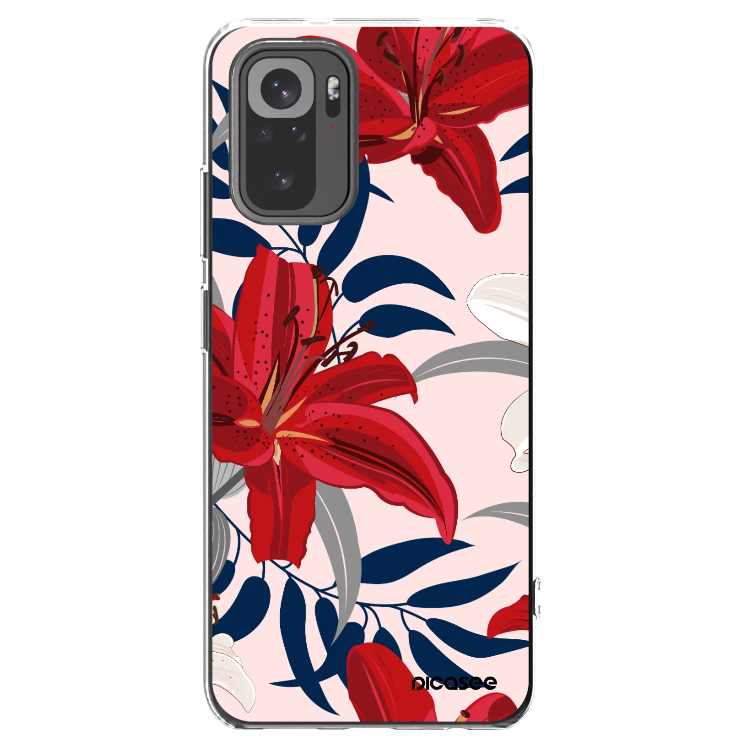 Picasee silikonowe przeźroczyste etui na Xiaomi Redmi Note 10 - Red Lily