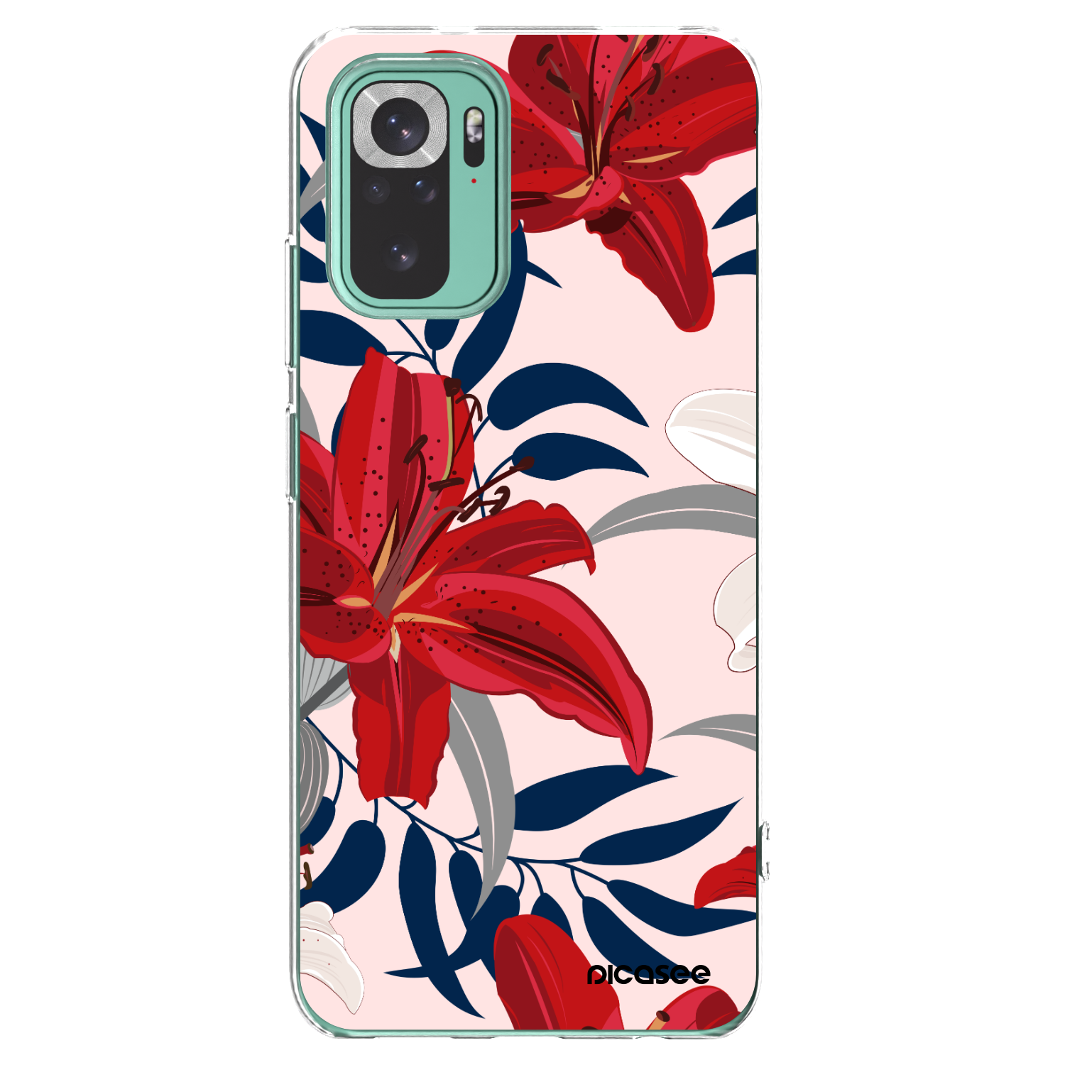 Picasee silikonowe przeźroczyste etui na Xiaomi Redmi Note 10 Pro - Red Lily