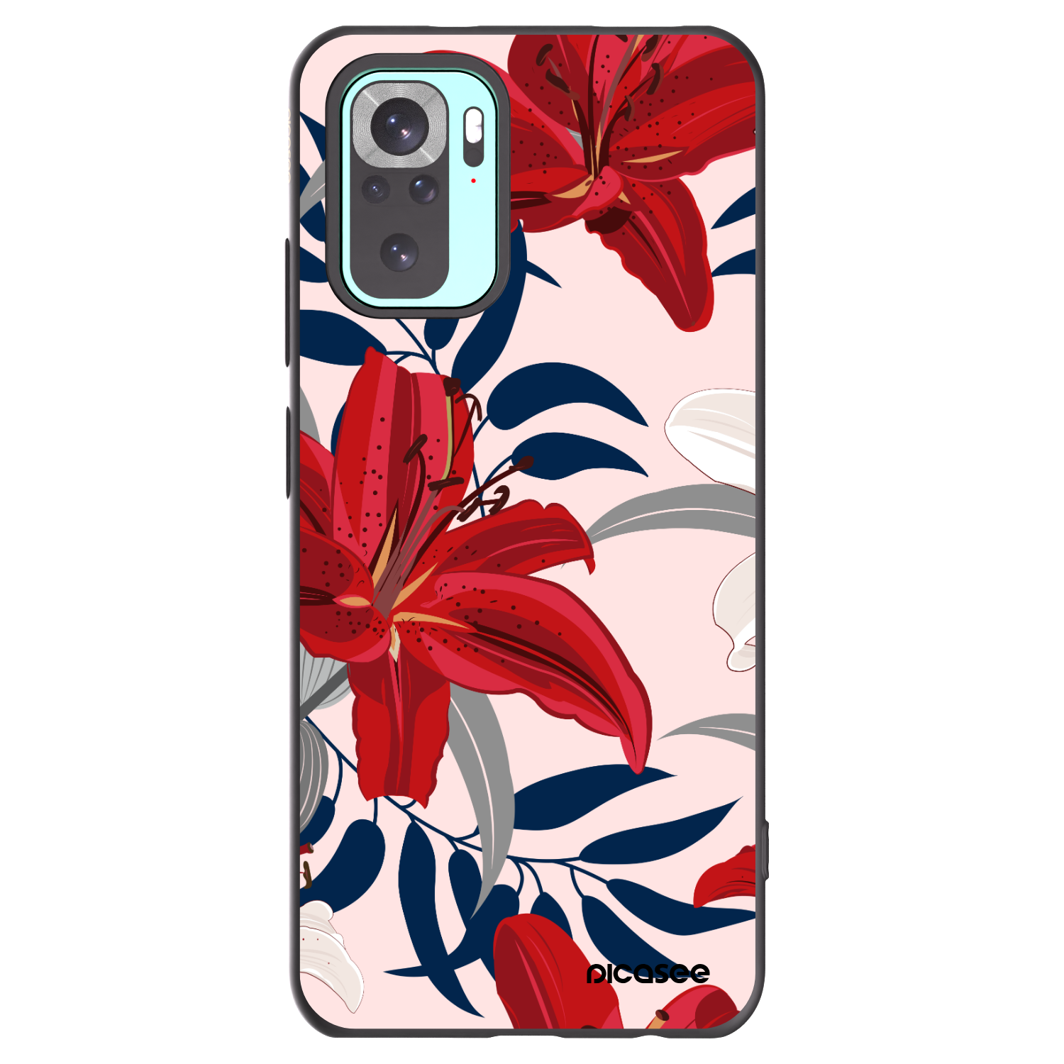 Picasee silikonowe czarne etui na Xiaomi Redmi Note 10 Pro - Red Lily