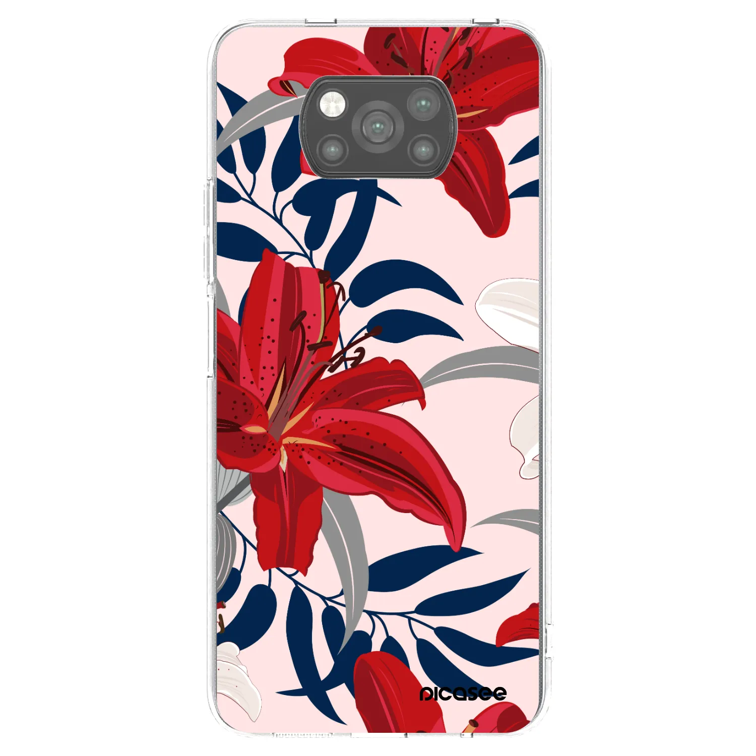 Picasee silikonowe czarne etui na Xiaomi Poco X3 Pro - Red Lily