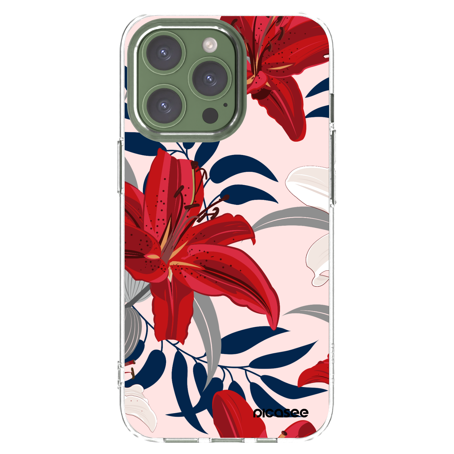 Picasee silikonowe przeźroczyste etui na Apple iPhone 13 Pro - Red Lily