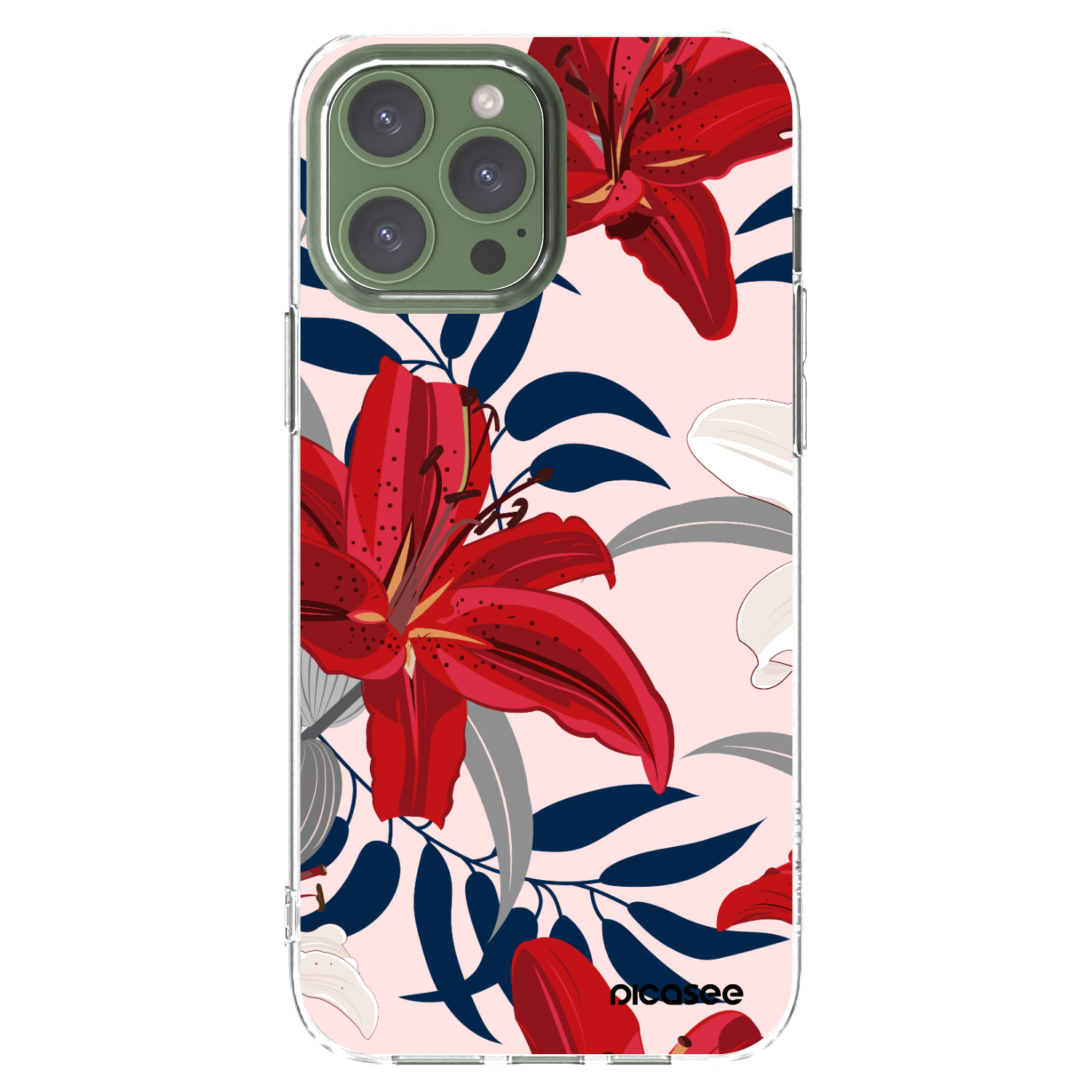 Picasee silikonowe przeźroczyste etui na Apple iPhone 13 Pro Max - Red Lily