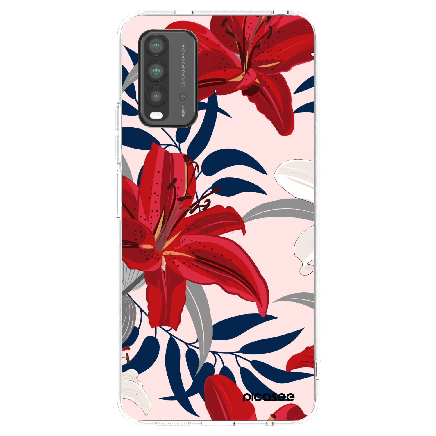 Picasee silikonowe czarne etui na Xiaomi Redmi 9T - Red Lily