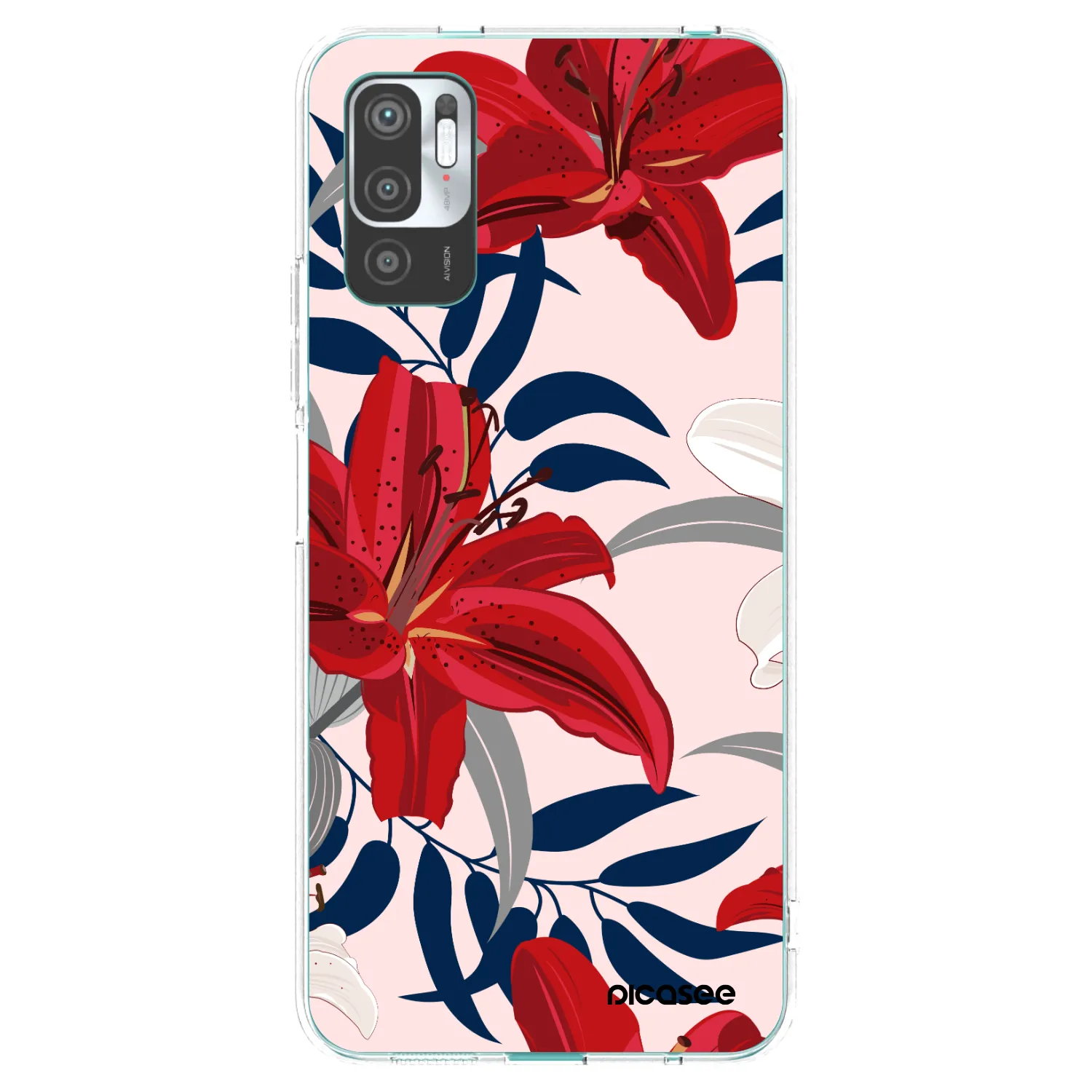 Picasee silikonowe przeźroczyste etui na Xiaomi Redmi Note 10 5G - Red Lily