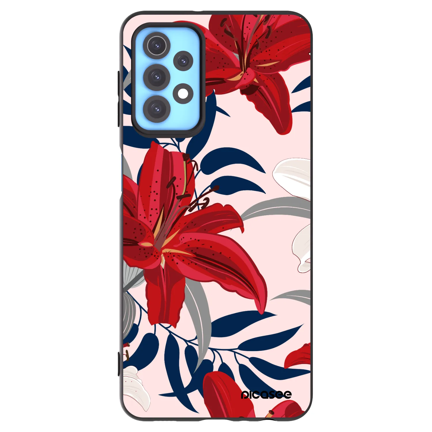 Picasee silikonowe czarne etui na Samsung Galaxy A32 4G SM-A325F - Red Lily