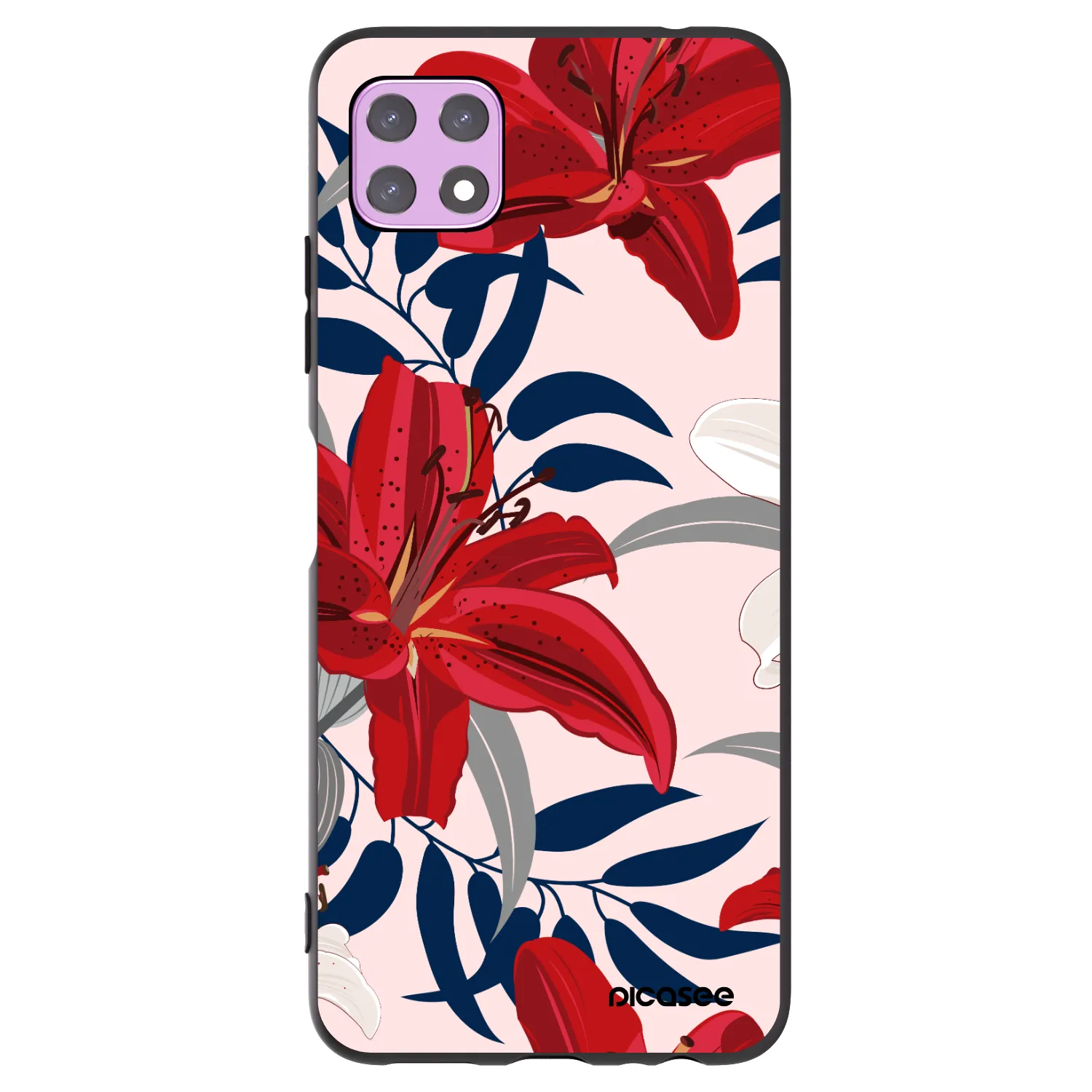 Picasee silikonowe czarne etui na Samsung Galaxy A22 A226B 5G - Red Lily