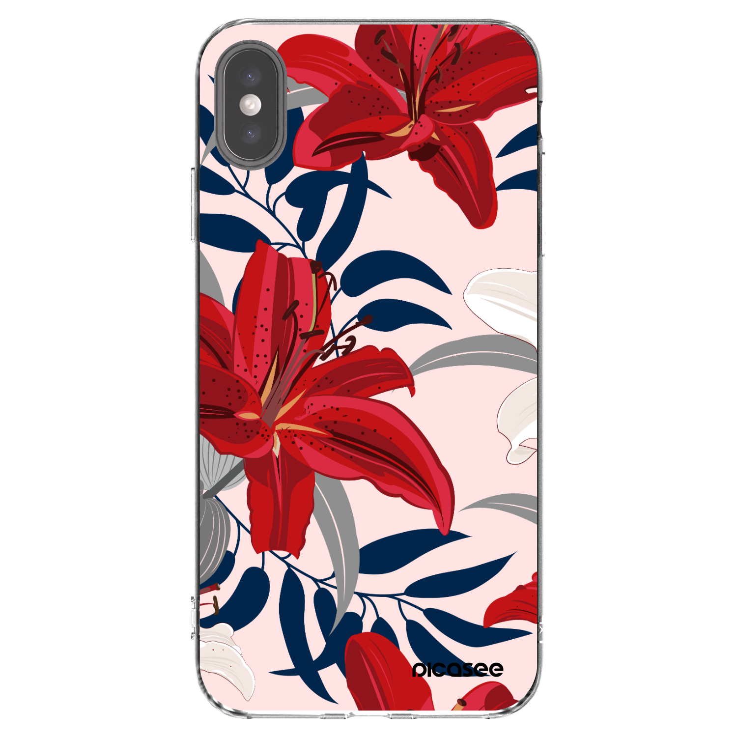 Picasee silikonowe przeźroczyste etui na Apple iPhone XS Max - Red Lily