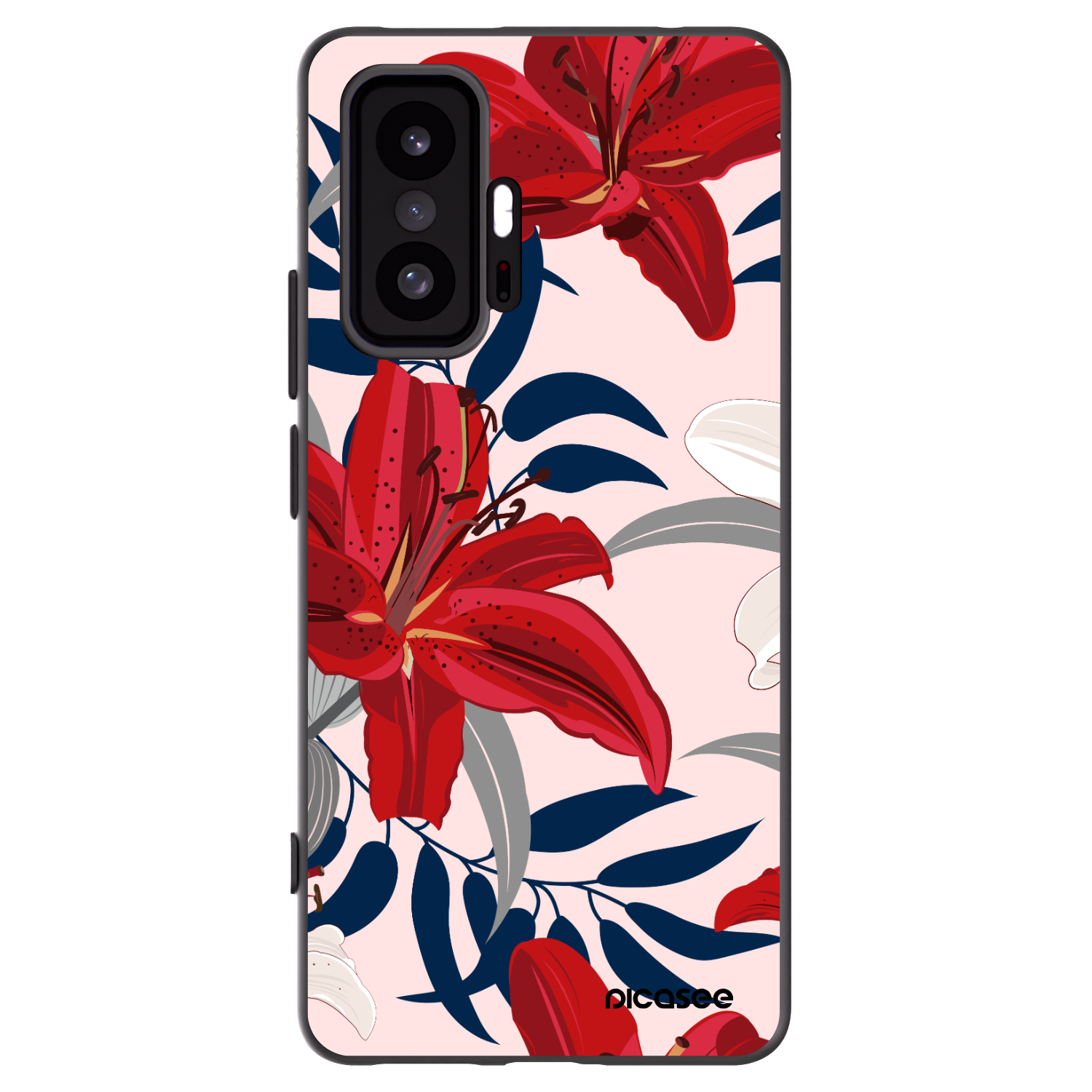 Picasee silikonowe czarne etui na Xiaomi 11T Pro - Red Lily