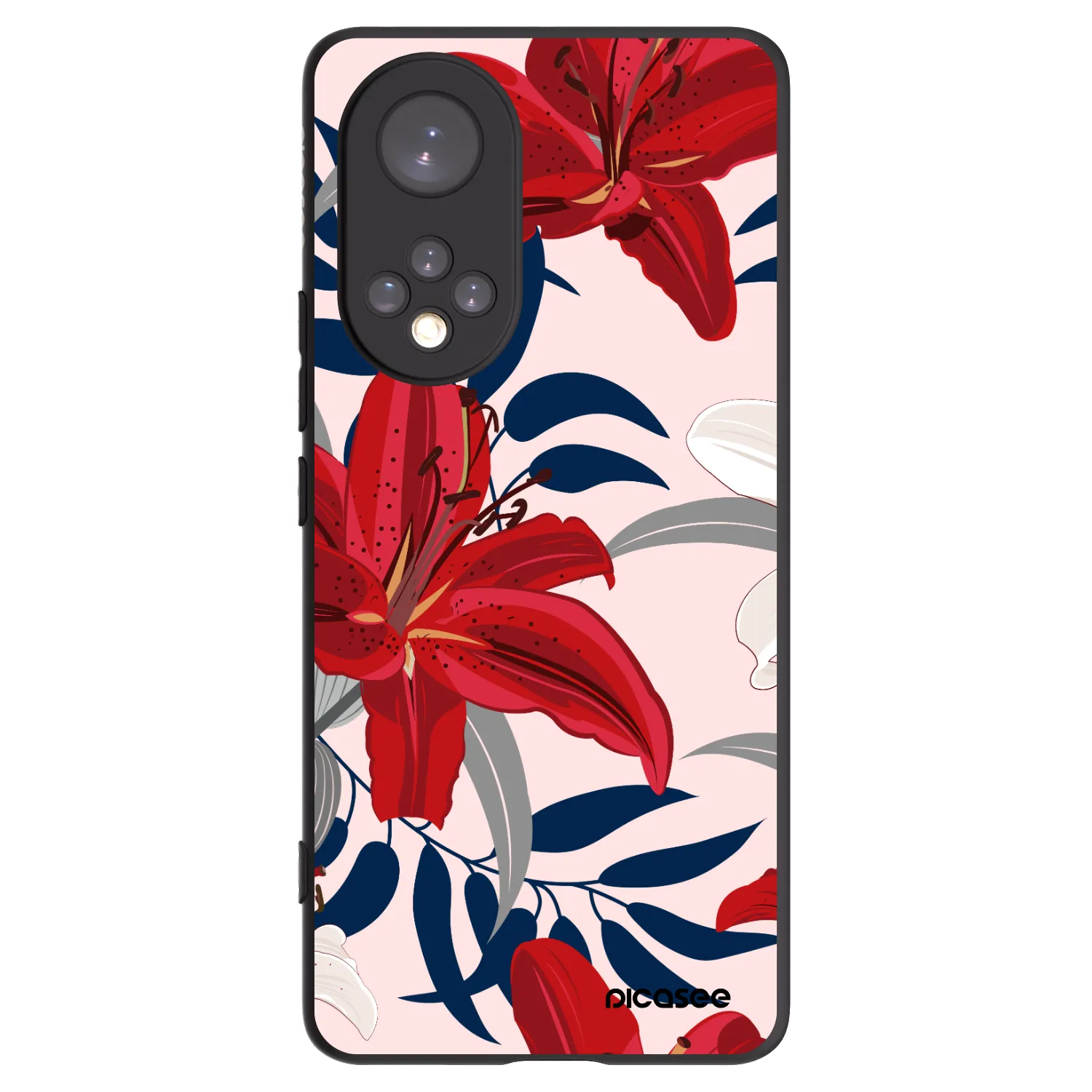 Picasee silikonowe czarne etui na Huawei Nova 9 - Red Lily