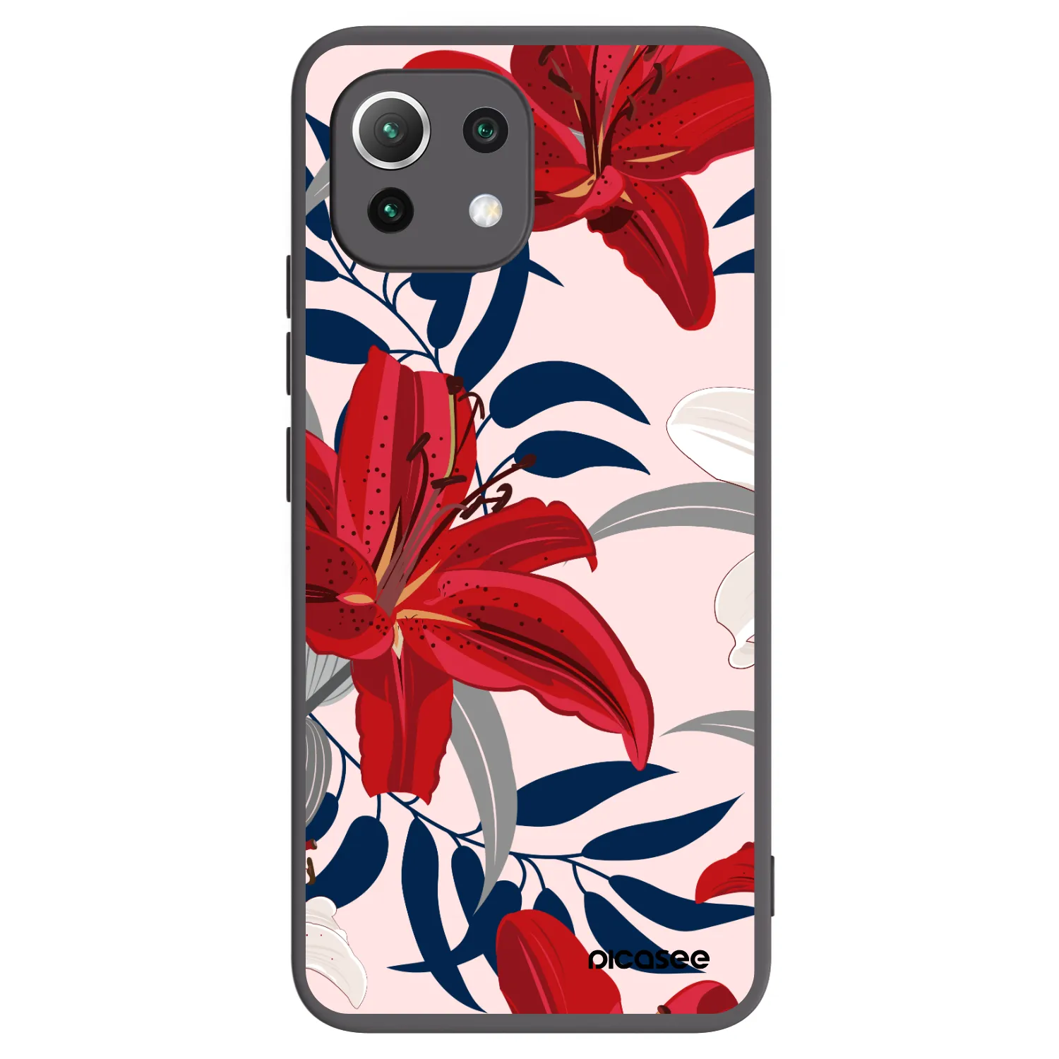 Picasee silikonowe czarne etui na Xiaomi 11 Lite 5G NE - Red Lily