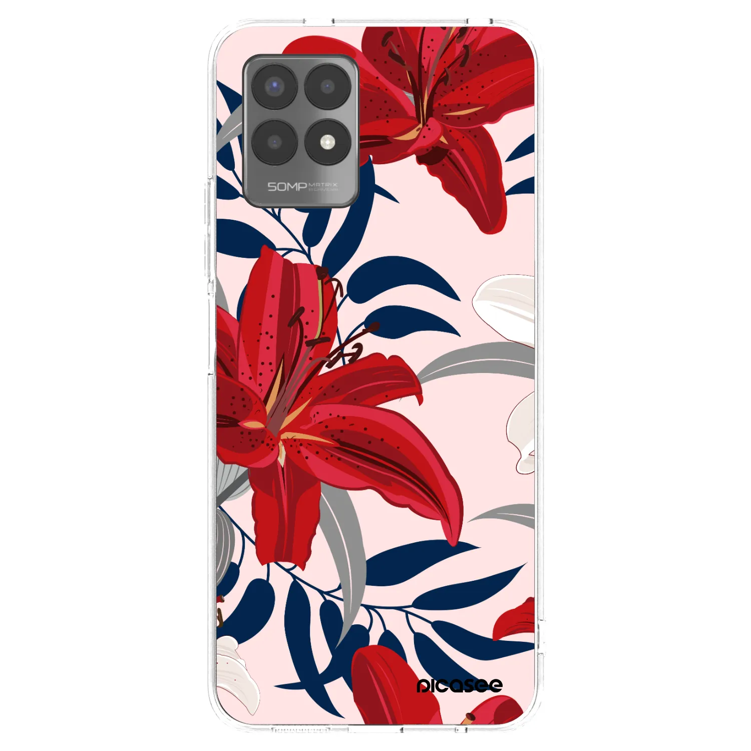 Picasee silikonowe przeźroczyste etui na Realme 8i - Red Lily