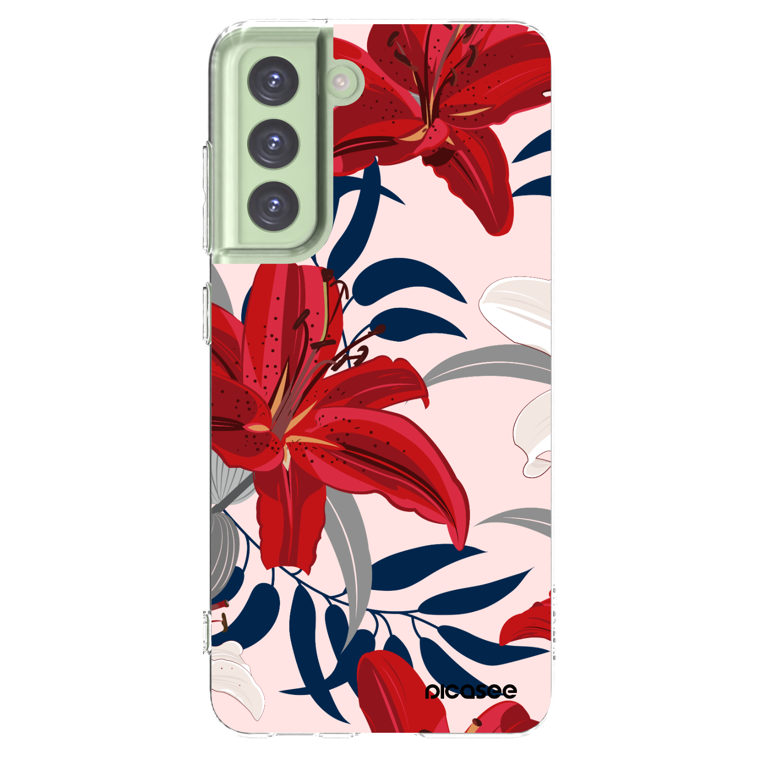Picasee silikonowe przeźroczyste etui na Samsung Galaxy S21 FE 5G - Red Lily