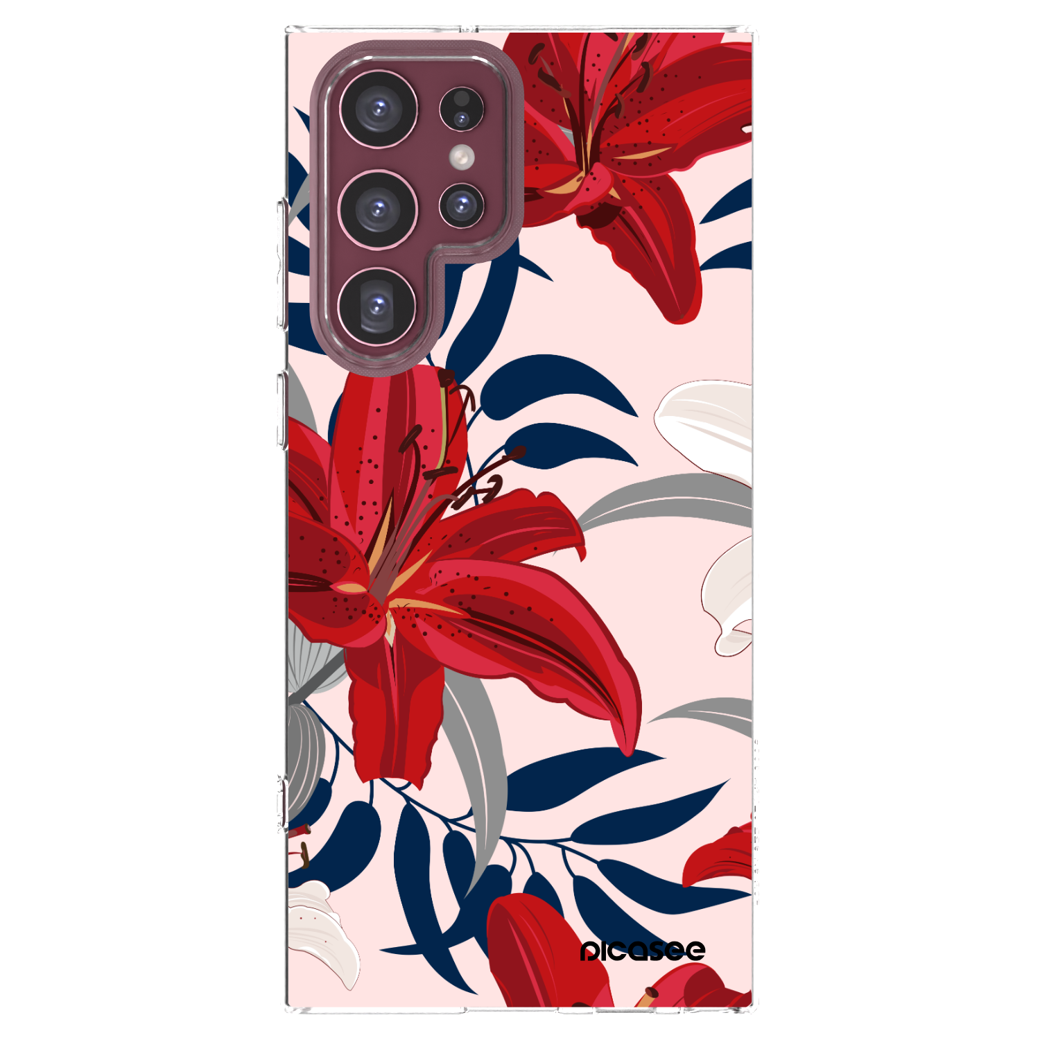 Picasee silikonowe przeźroczyste etui na Samsung Galaxy S22 Ultra 5G - Red Lily