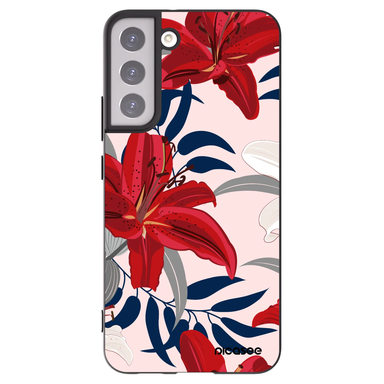 Picasee silikonowe czarne etui na Samsung Galaxy S22+ 5G - Red Lily