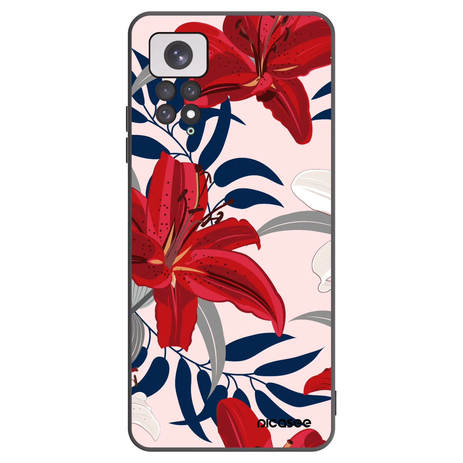 Picasee silikonowe czarne etui na Xiaomi Redmi Note 11 - Red Lily