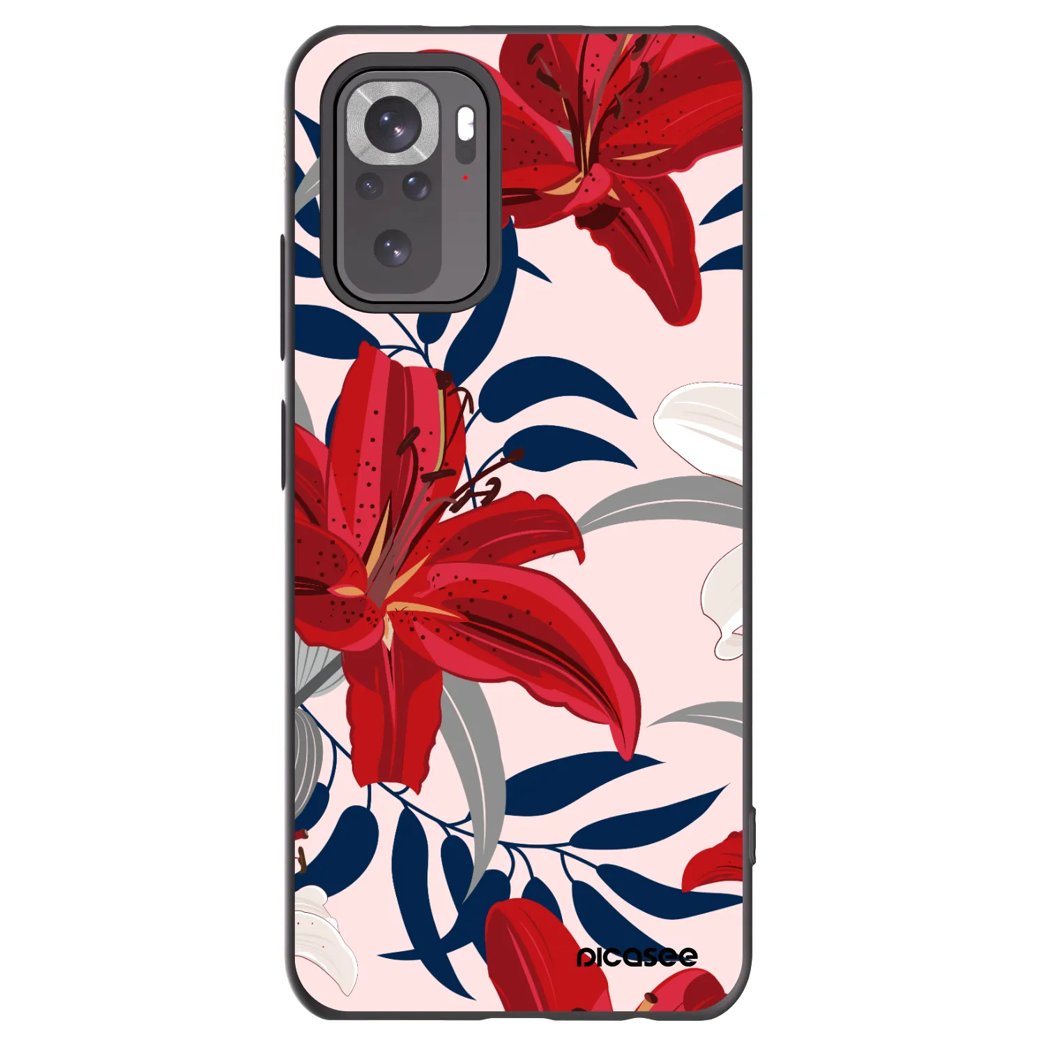 Picasee silikonowe czarne etui na Xiaomi Redmi Note 11S 4G - Red Lily