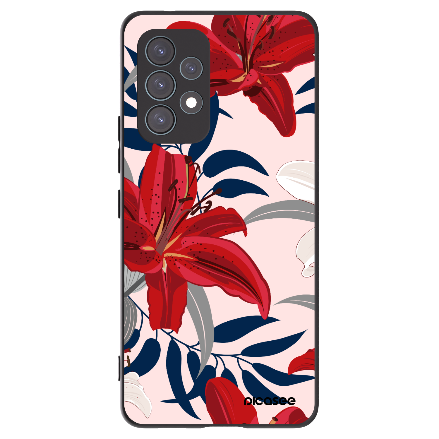 Picasee silikonowe czarne etui na Samsung Galaxy A53 5G A536 - Red Lily