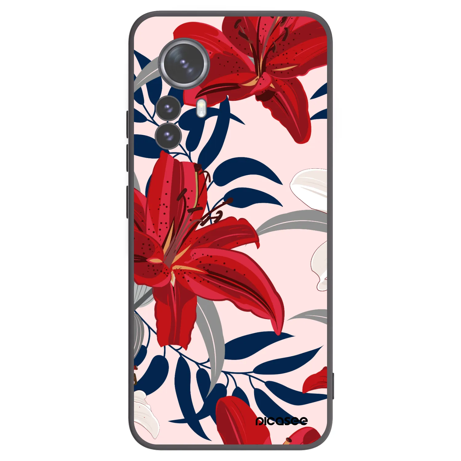 Picasee silikonowe czarne etui na Xiaomi 12 Pro - Red Lily