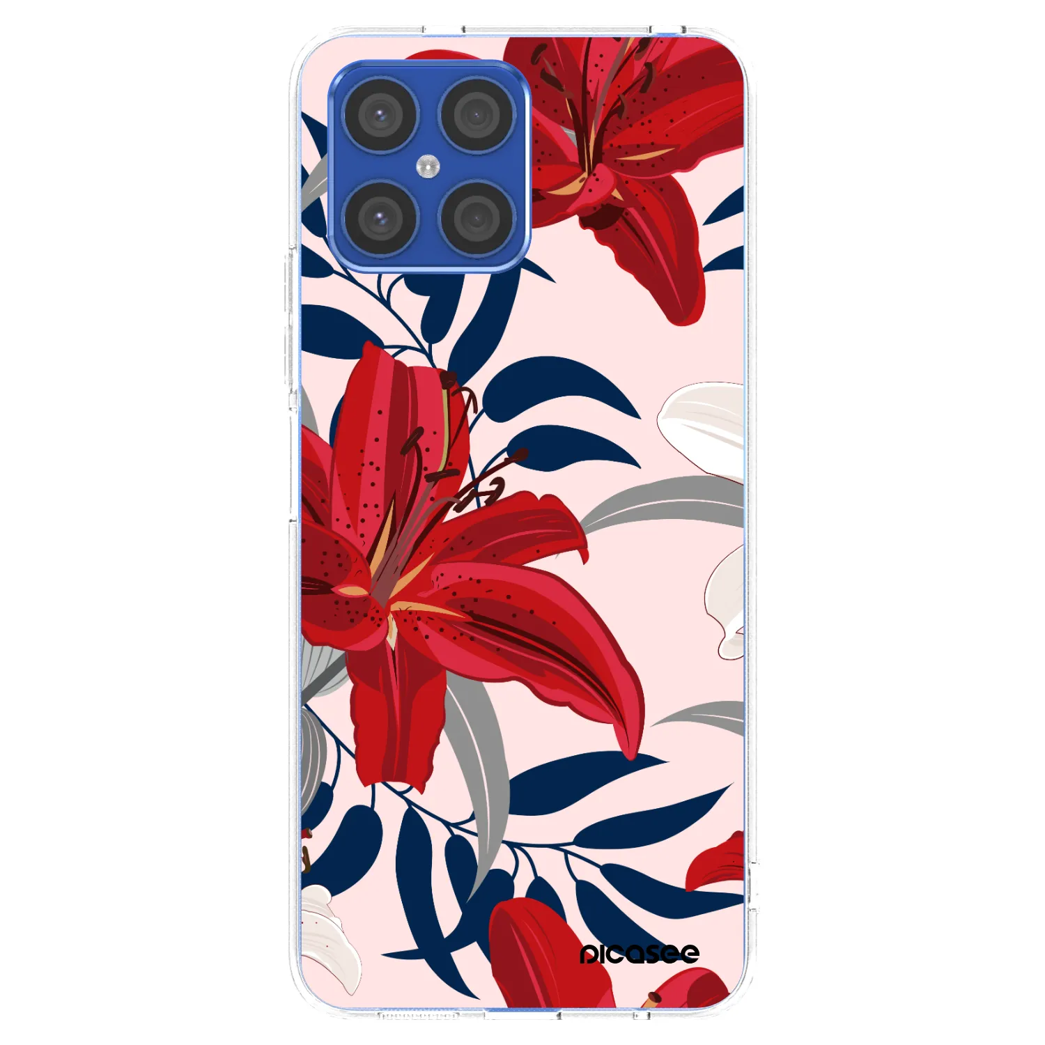 Picasee silikonowe przeźroczyste etui na Honor X8 4G - Red Lily