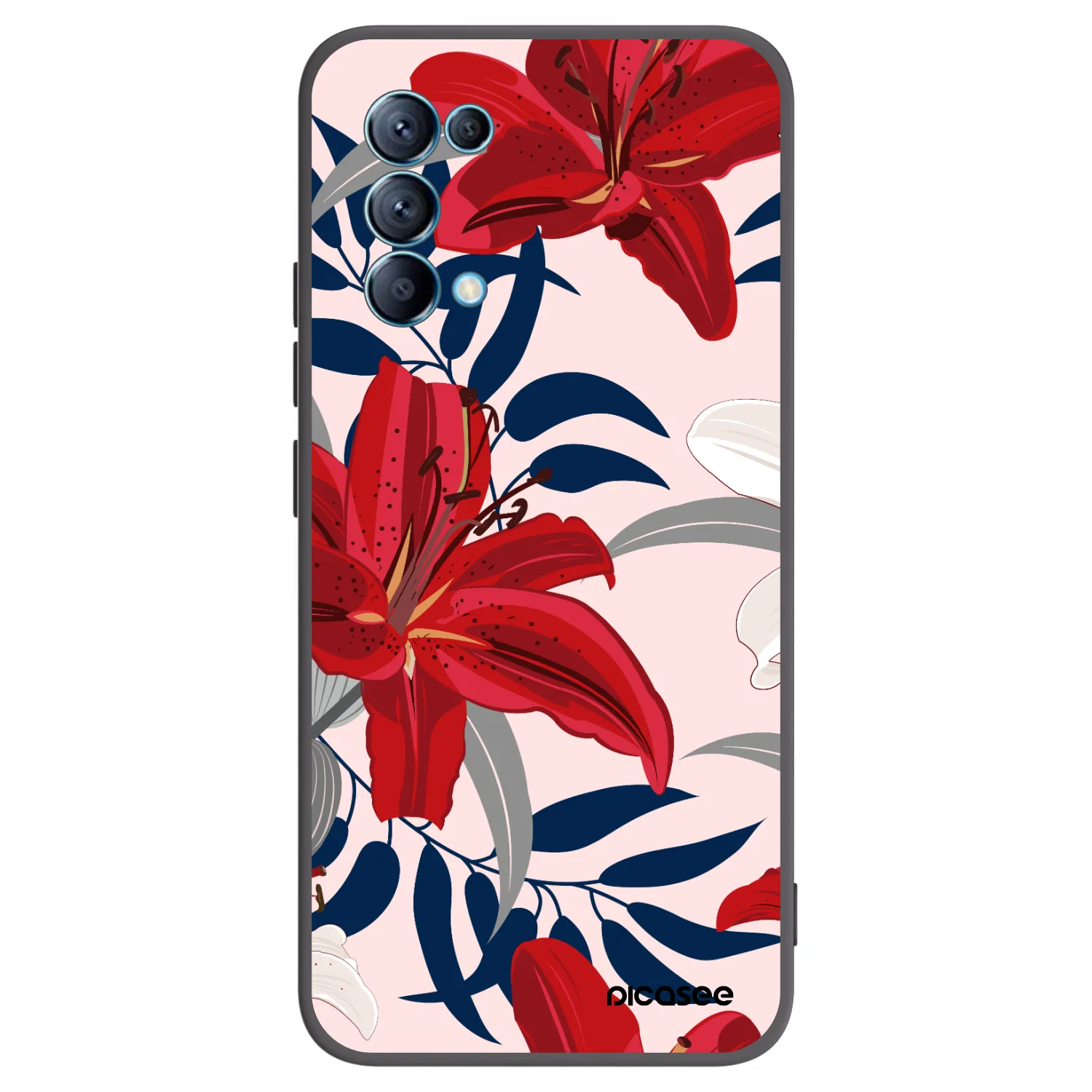 Picasee silikonowe czarne etui na OPPO Reno 5 5G - Red Lily
