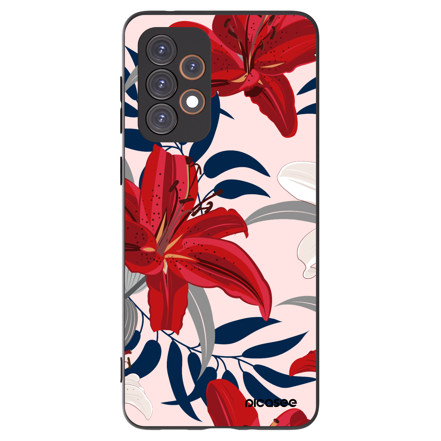 Picasee silikonowe czarne etui na Samsung Galaxy A33 5G A336 - Red Lily