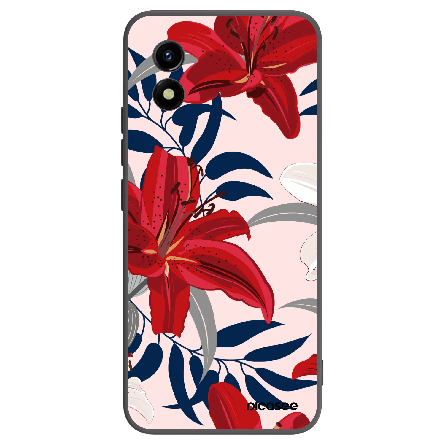 Picasee silikonowe czarne etui na Vivo Y01 - Red Lily