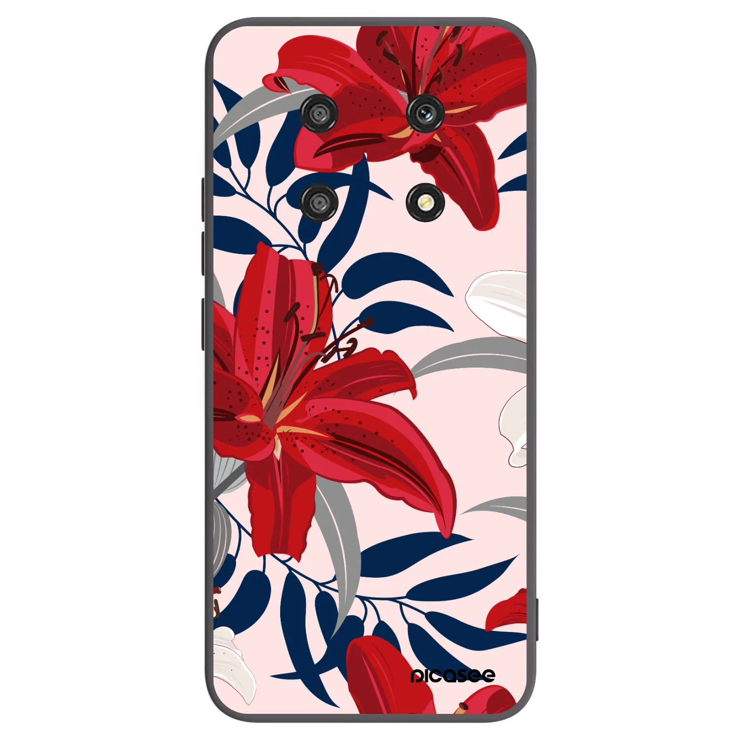 Picasee silikonowe czarne etui na Honor Magic4 Lite 5G - Red Lily