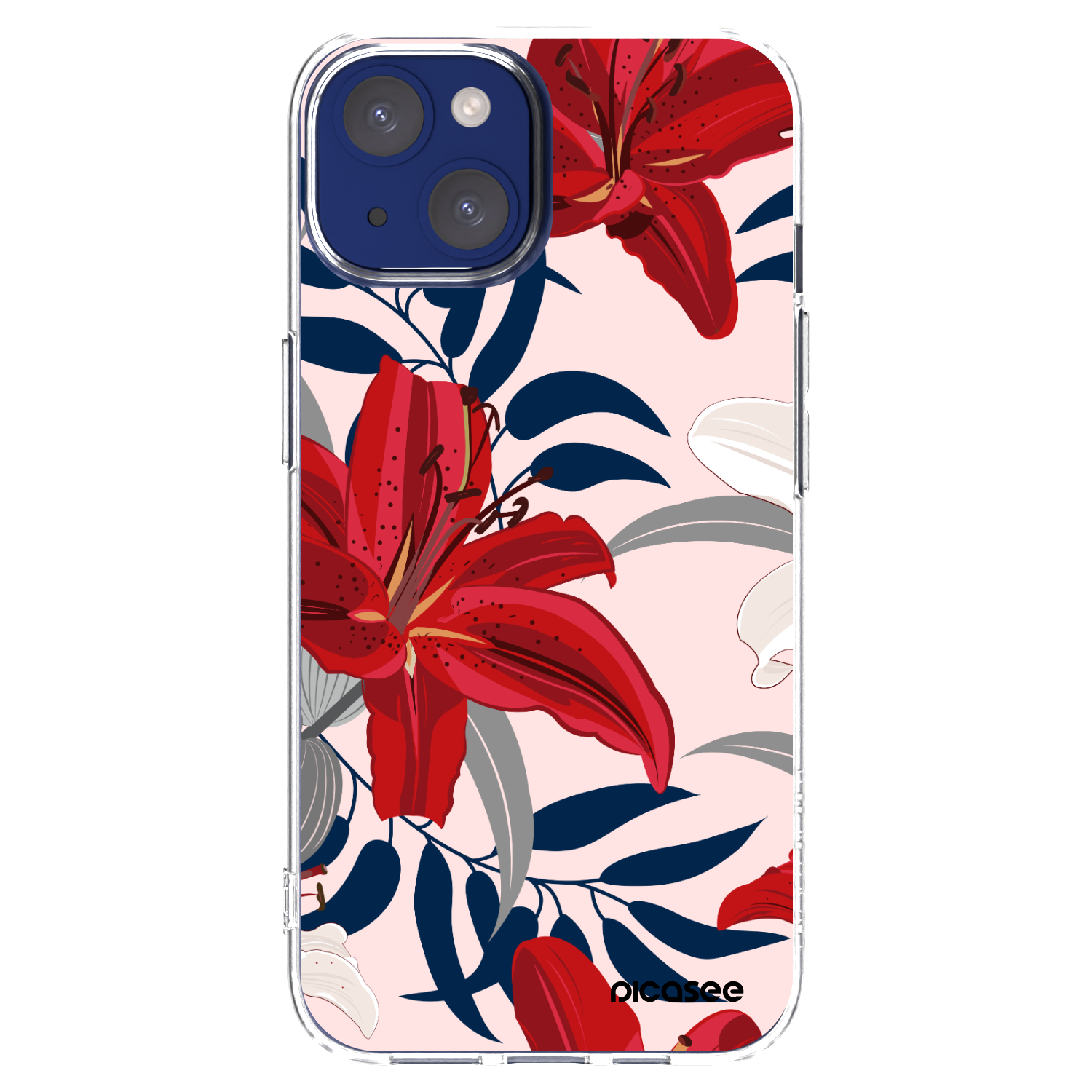 Picasee silikonowe przeźroczyste etui na Apple iPhone 14 - Red Lily