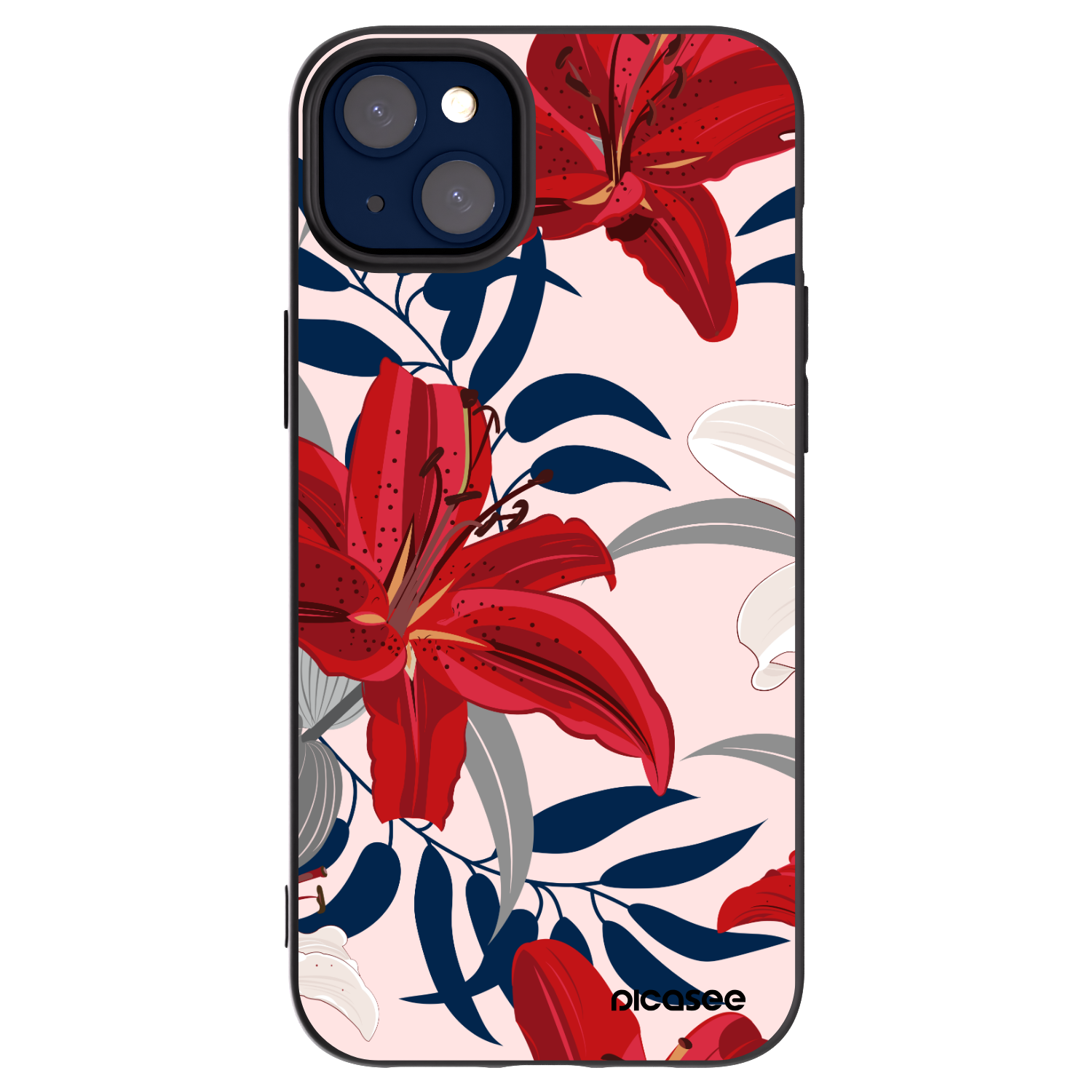 Picasee silikonowe czarne etui na Apple iPhone 14 Plus - Red Lily