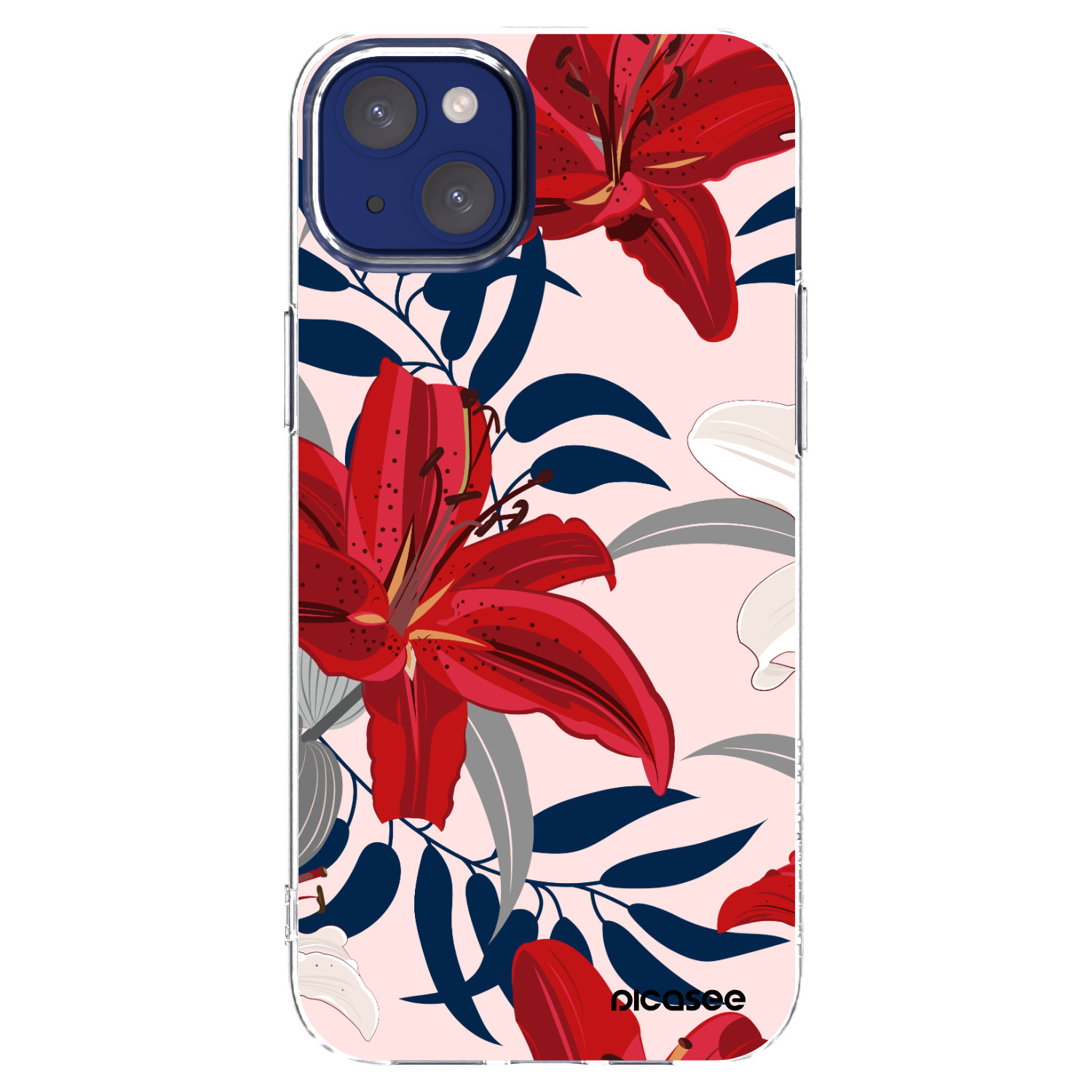 Picasee silikonowe przeźroczyste etui na Apple iPhone 14 Plus - Red Lily