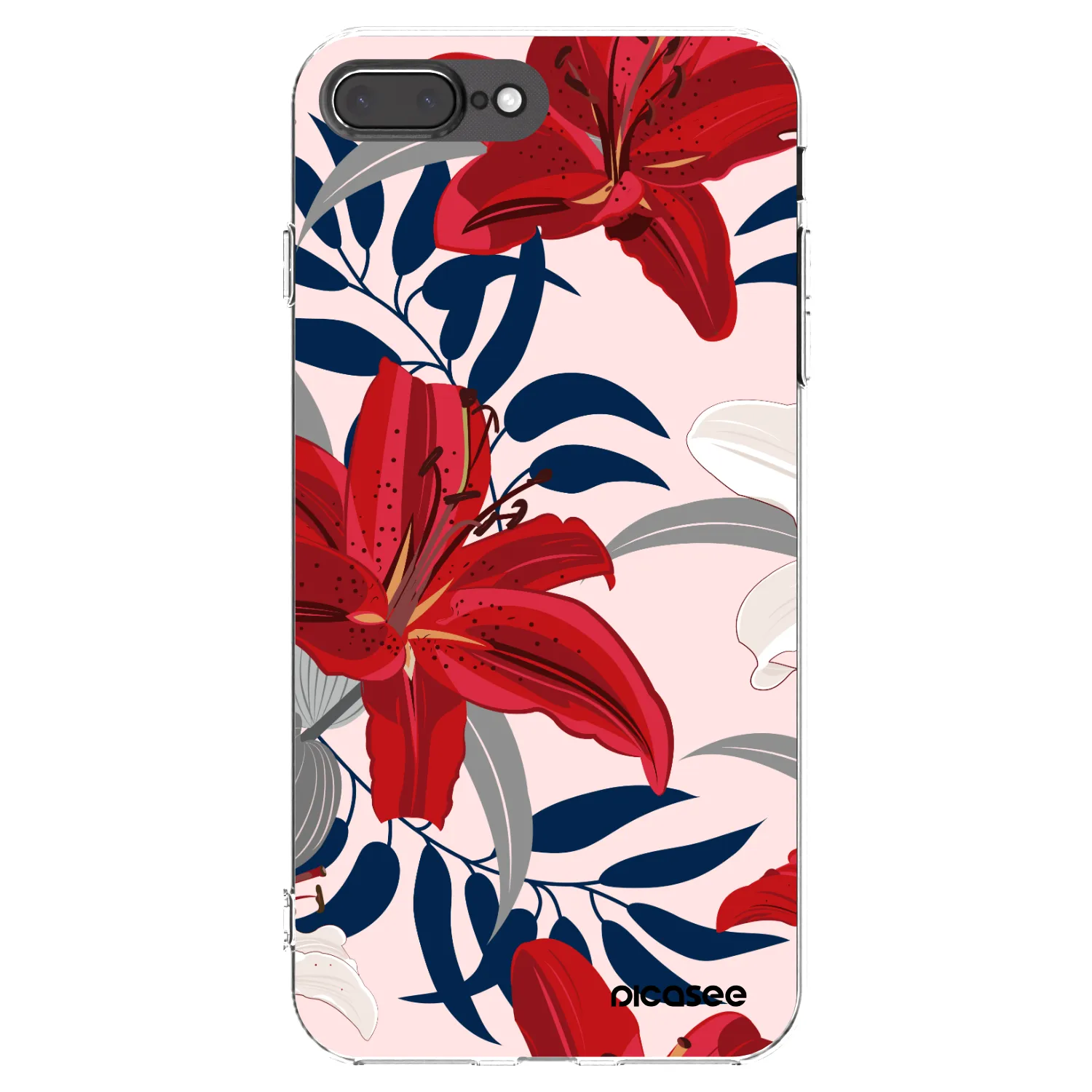 Picasee silikonowe przeźroczyste etui na Apple iPhone 8 Plus - Red Lily
