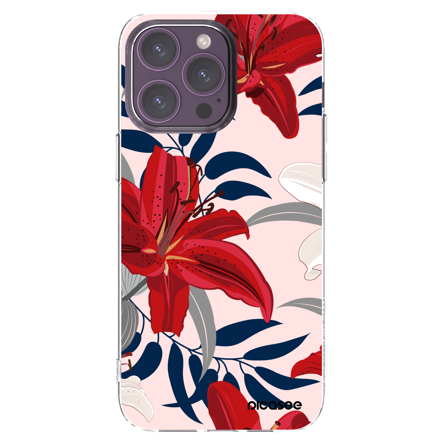 Picasee silikonowe przeźroczyste etui na Apple iPhone 14 Pro Max - Red Lily