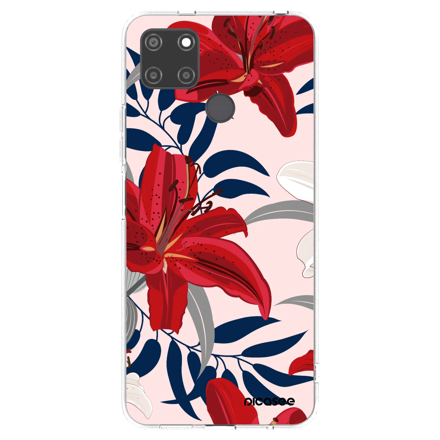 Picasee silikonowe przeźroczyste etui na Realme C21Y - Red Lily