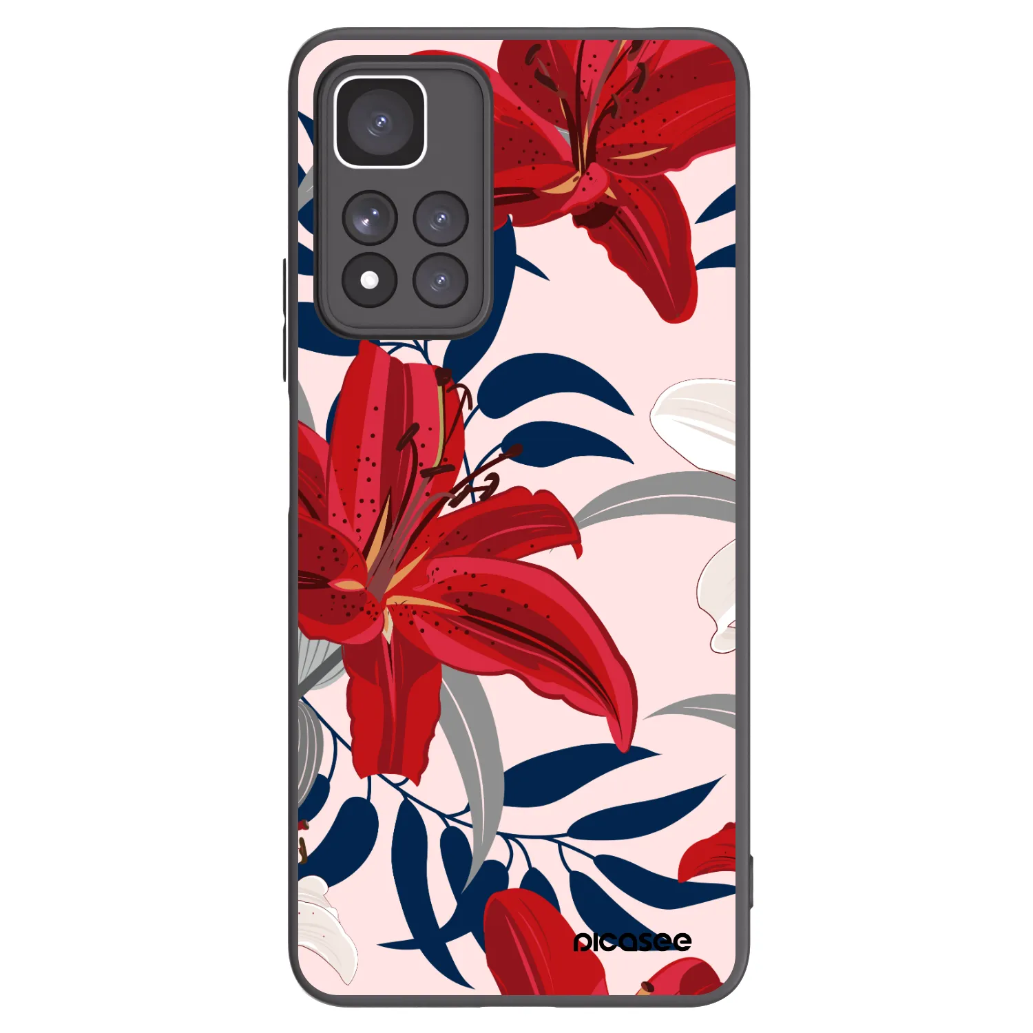 Picasee silikonowe czarne etui na Xiaomi Redmi Note 11 Pro+ 5G - Red Lily