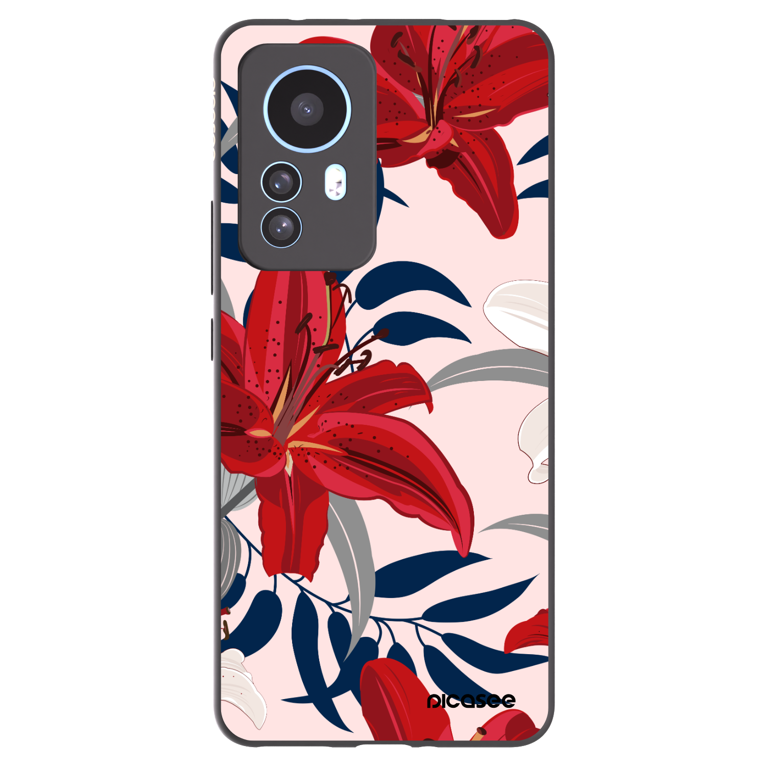 Picasee silikonowe czarne etui na Xiaomi 12T Pro - Red Lily