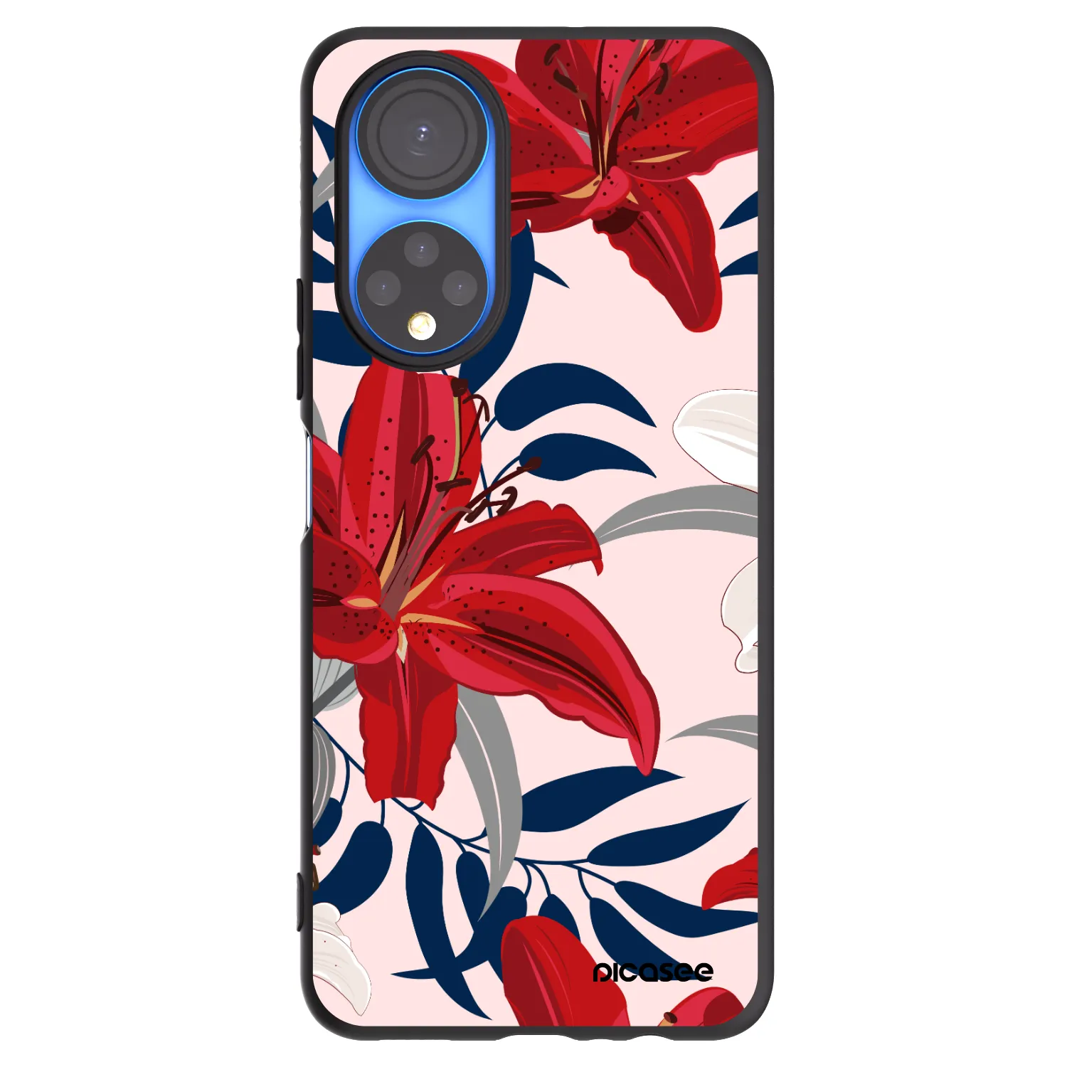 Picasee silikonowe czarne etui na Honor X7 - Red Lily