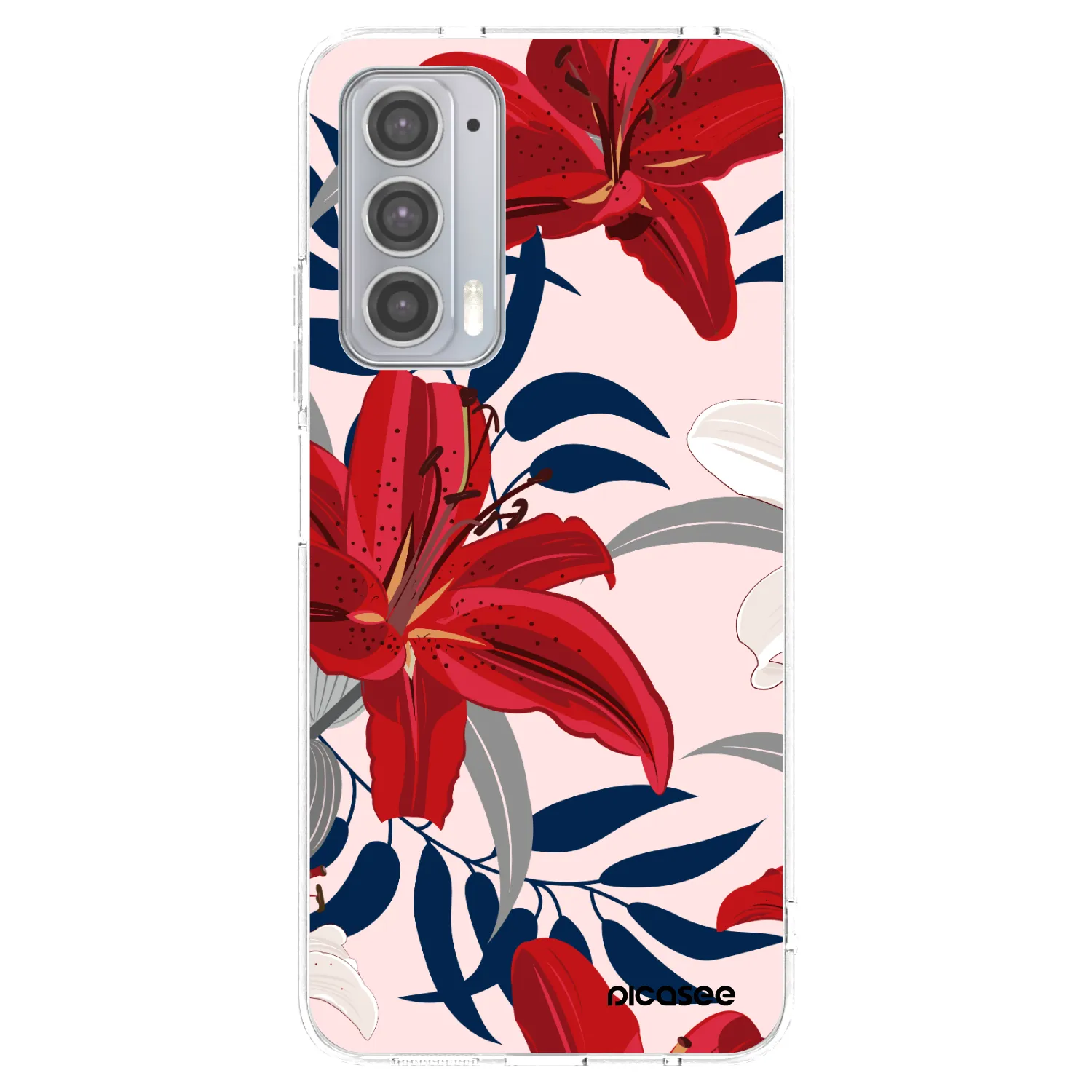 Picasee silikonowe przeźroczyste etui na Motorola Edge 20 - Red Lily