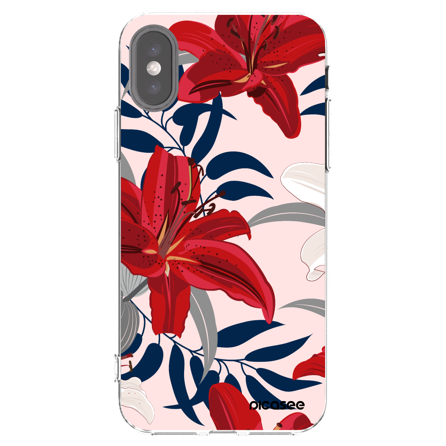 Picasee silikonowe przeźroczyste etui na Apple iPhone X/XS - Red Lily