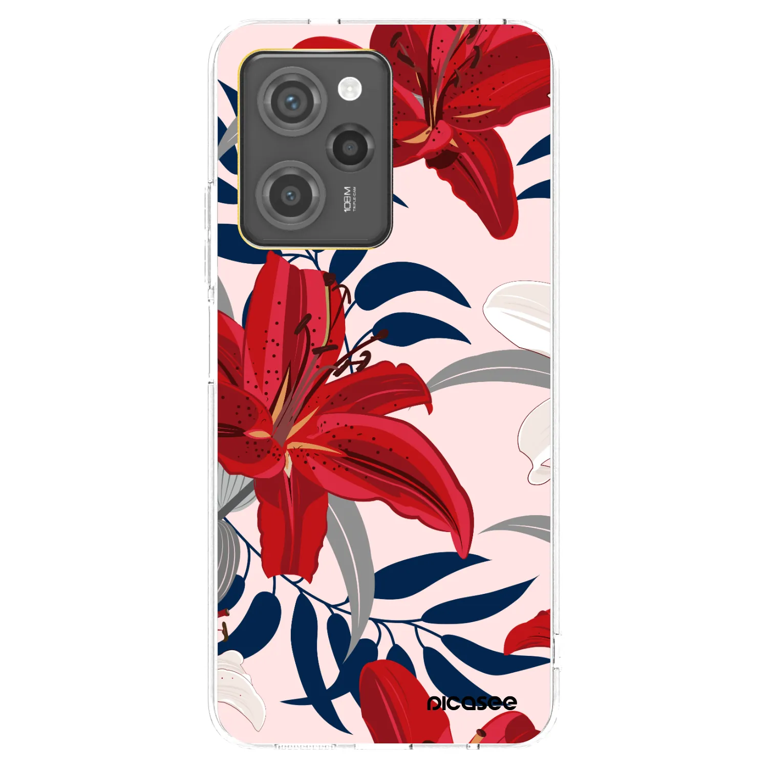 Picasee silikonowe czarne etui na Xiaomi Poco X5 Pro - Red Lily
