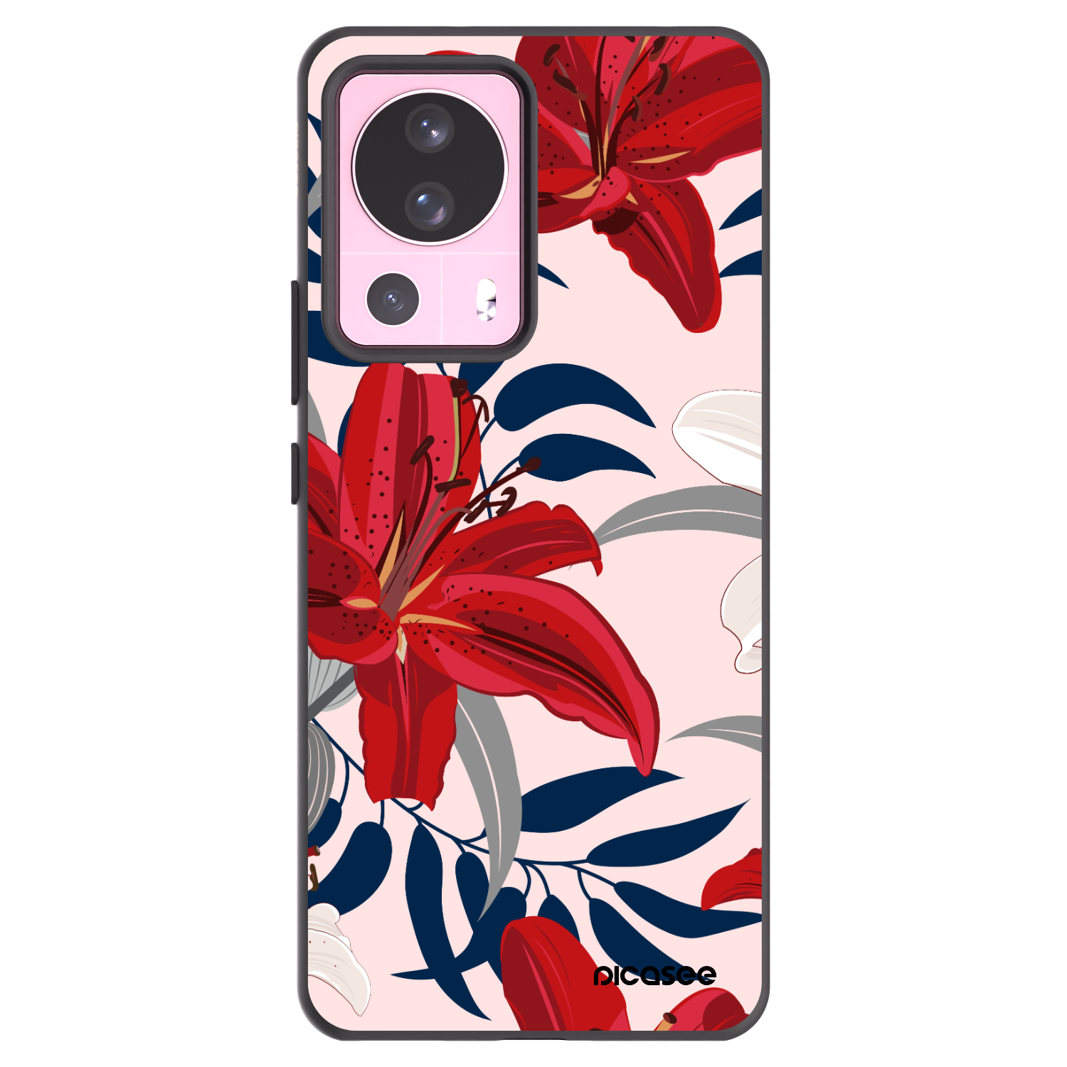 Picasee silikonowe czarne etui na Xiaomi 13 Lite - Red Lily