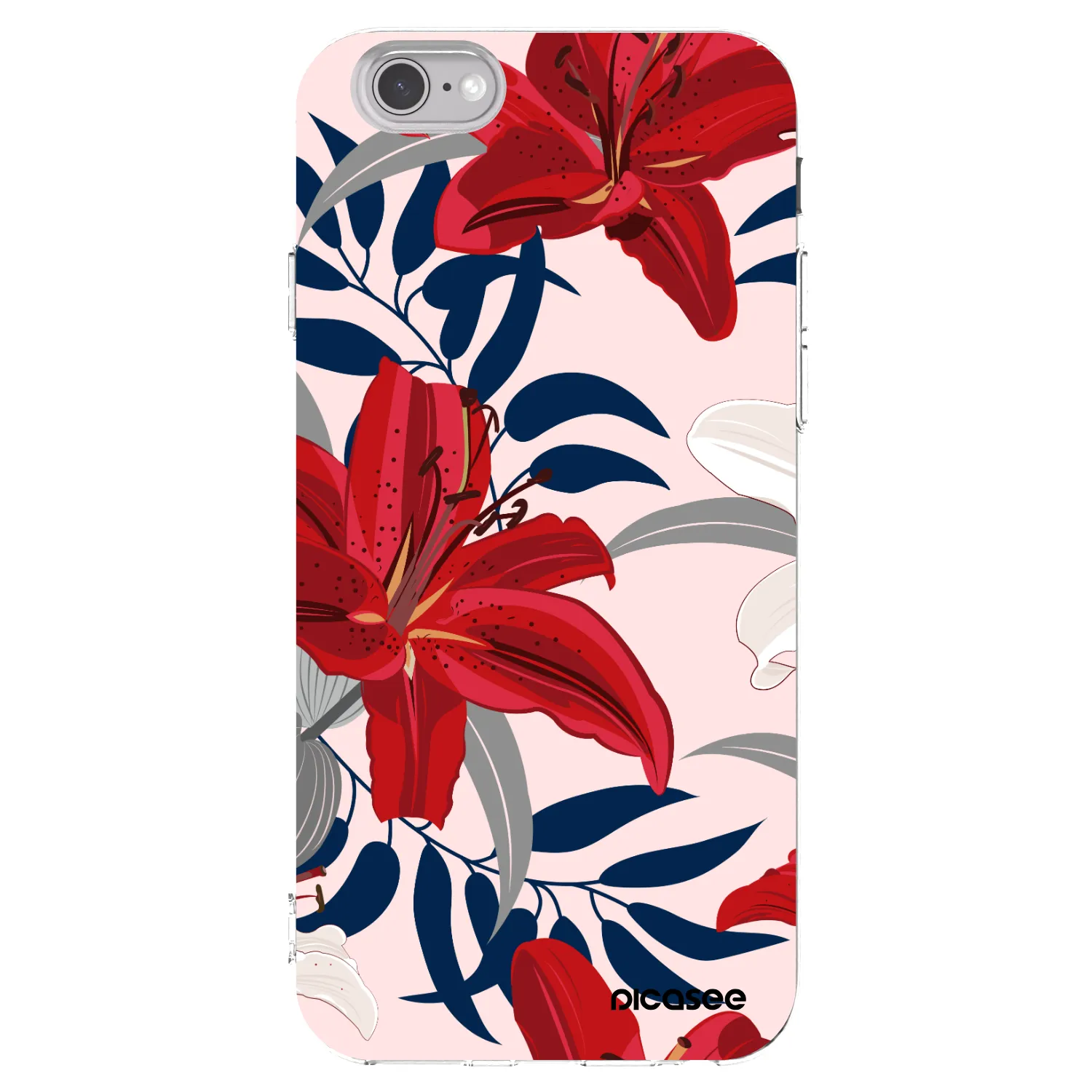 Picasee silikonowe przeźroczyste etui na Apple iPhone 6/6S - Red Lily
