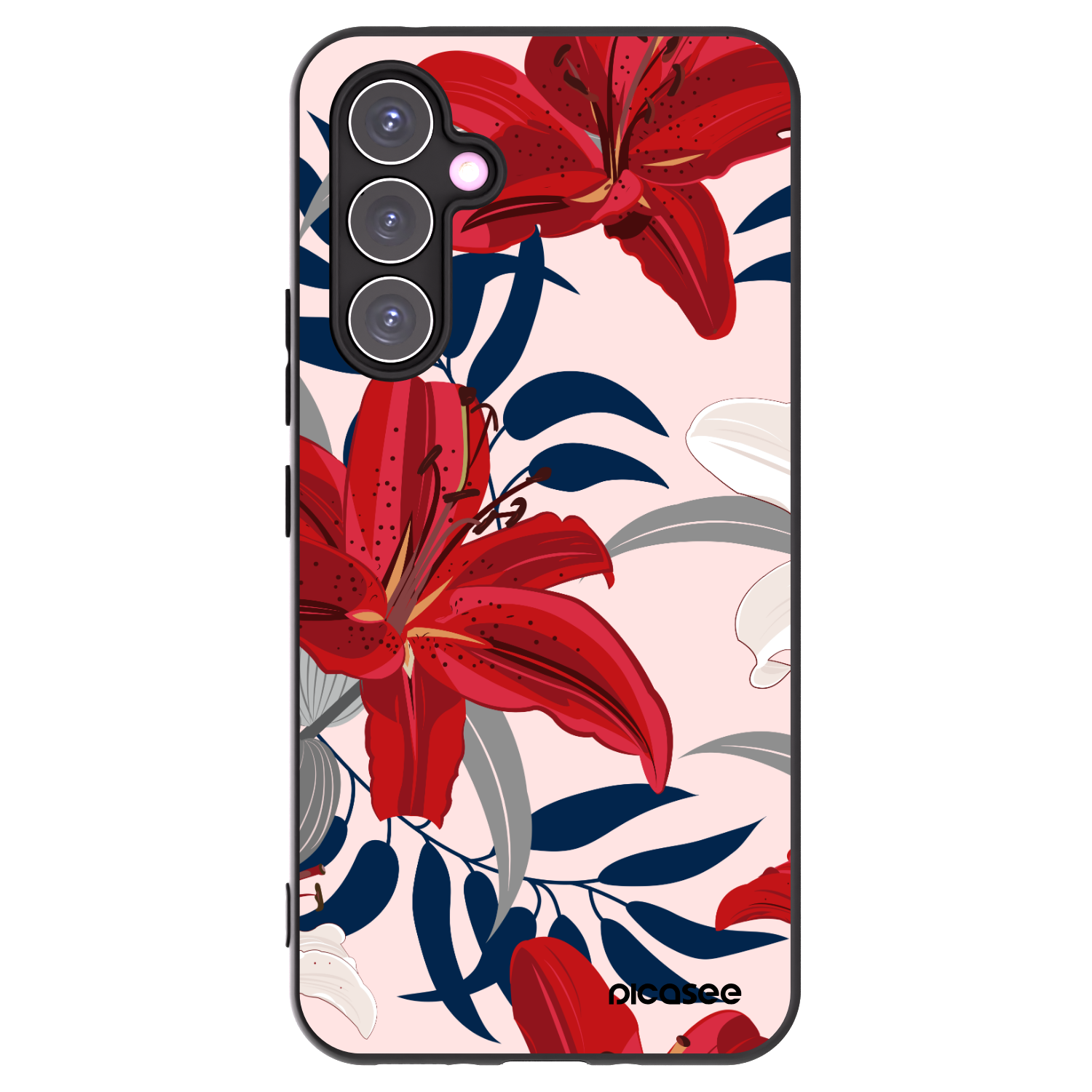 Picasee silikonowe czarne etui na Samsung Galaxy A54 5G A546B - Red Lily