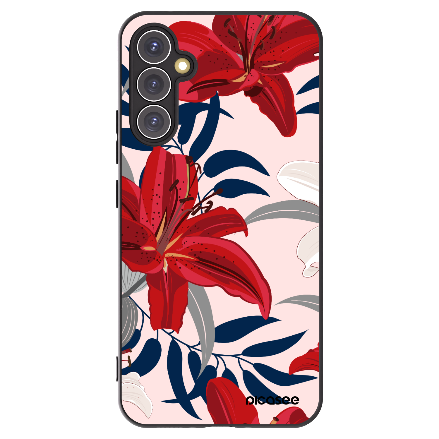 Picasee silikonowe czarne etui na Samsung Galaxy A34 5G A346B - Red Lily