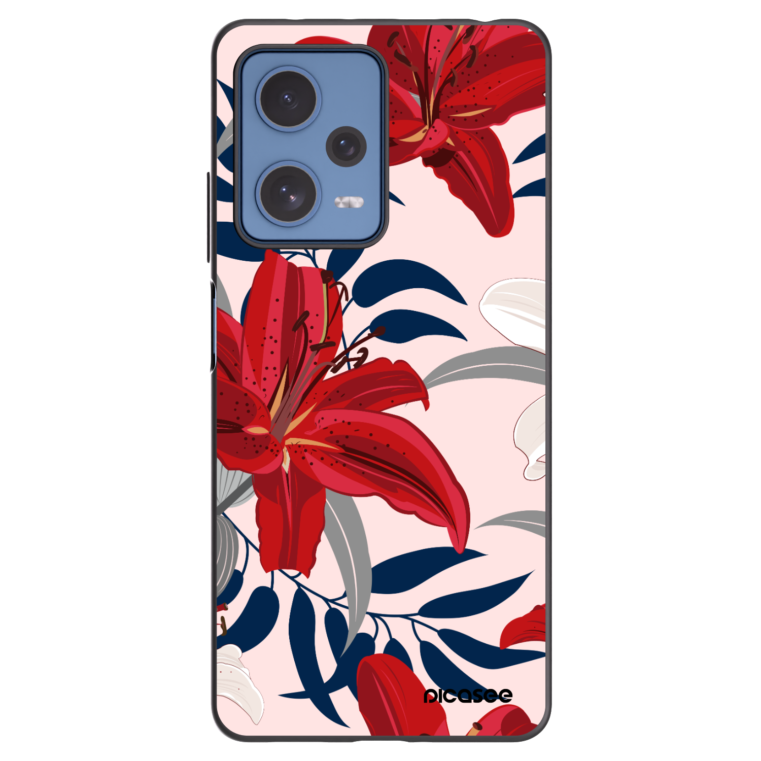 Picasee silikonowe czarne etui na Xiaomi Redmi Note 12 Pro 5G - Red Lily