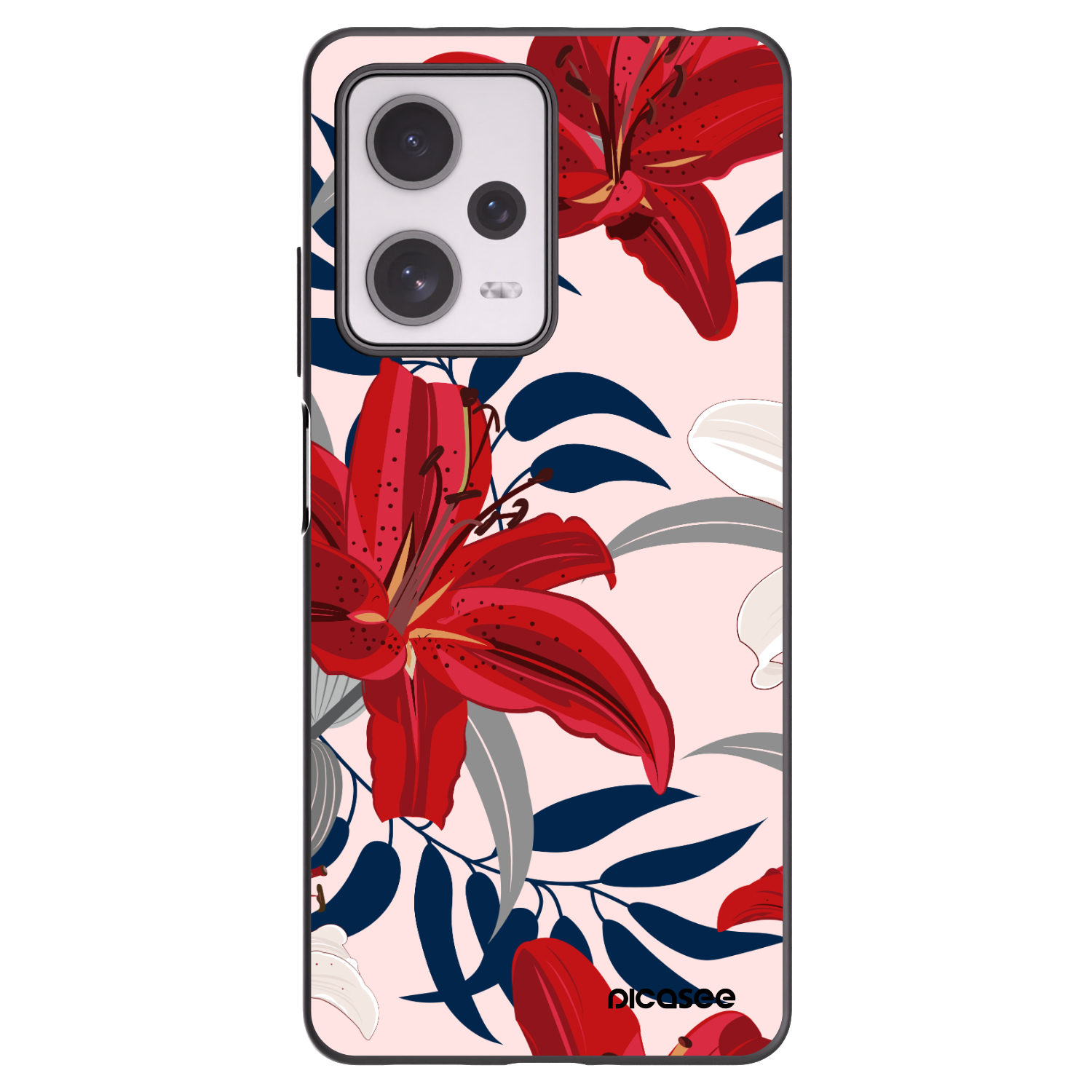 Picasee silikonowe czarne etui na Xiaomi Redmi Note 12 Pro+ 5G - Red Lily