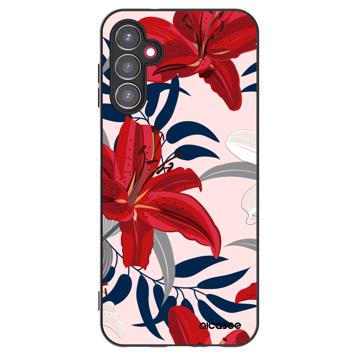 Picasee silikonowe czarne etui na Samsung Galaxy A14 5G A146P - Red Lily