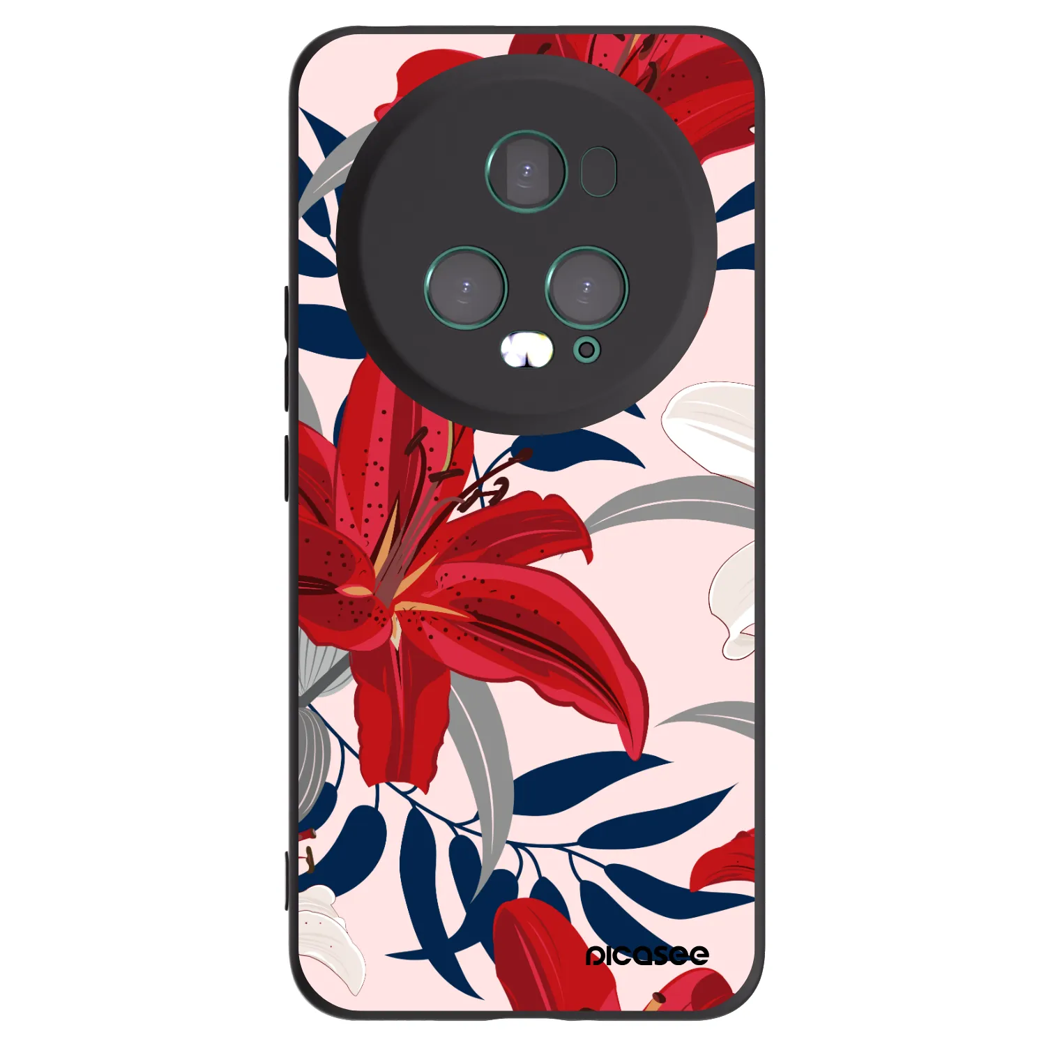 Picasee silikonowe czarne etui na Honor Magic5 Pro - Red Lily