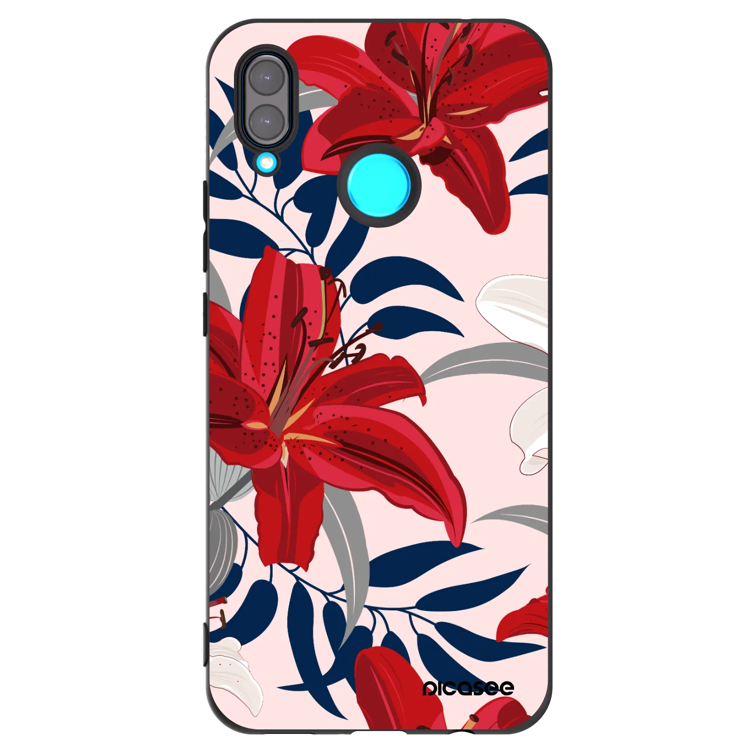 Picasee silikonowe czarne etui na Huawei Nova 3 - Red Lily
