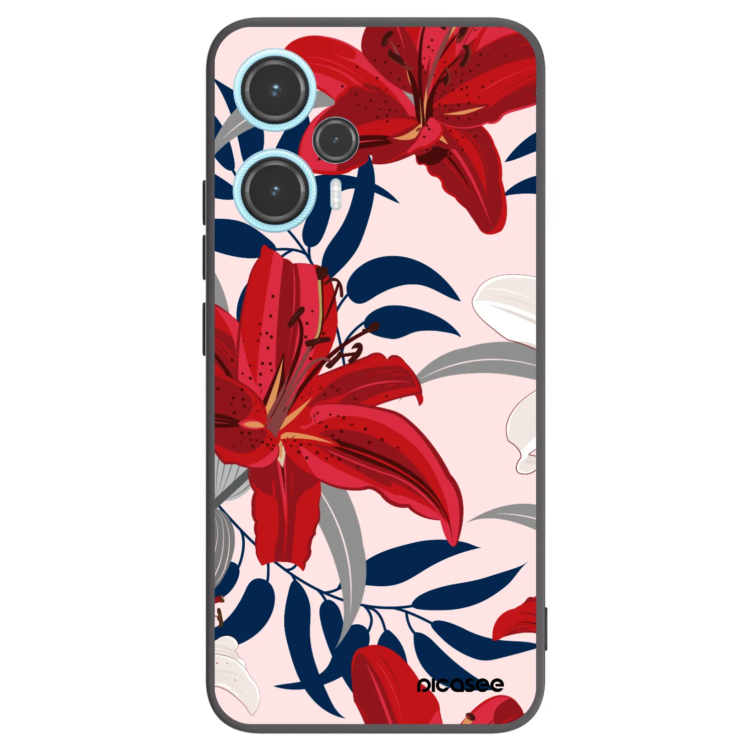 Picasee silikonowe czarne etui na Xiaomi Poco F5 - Red Lily